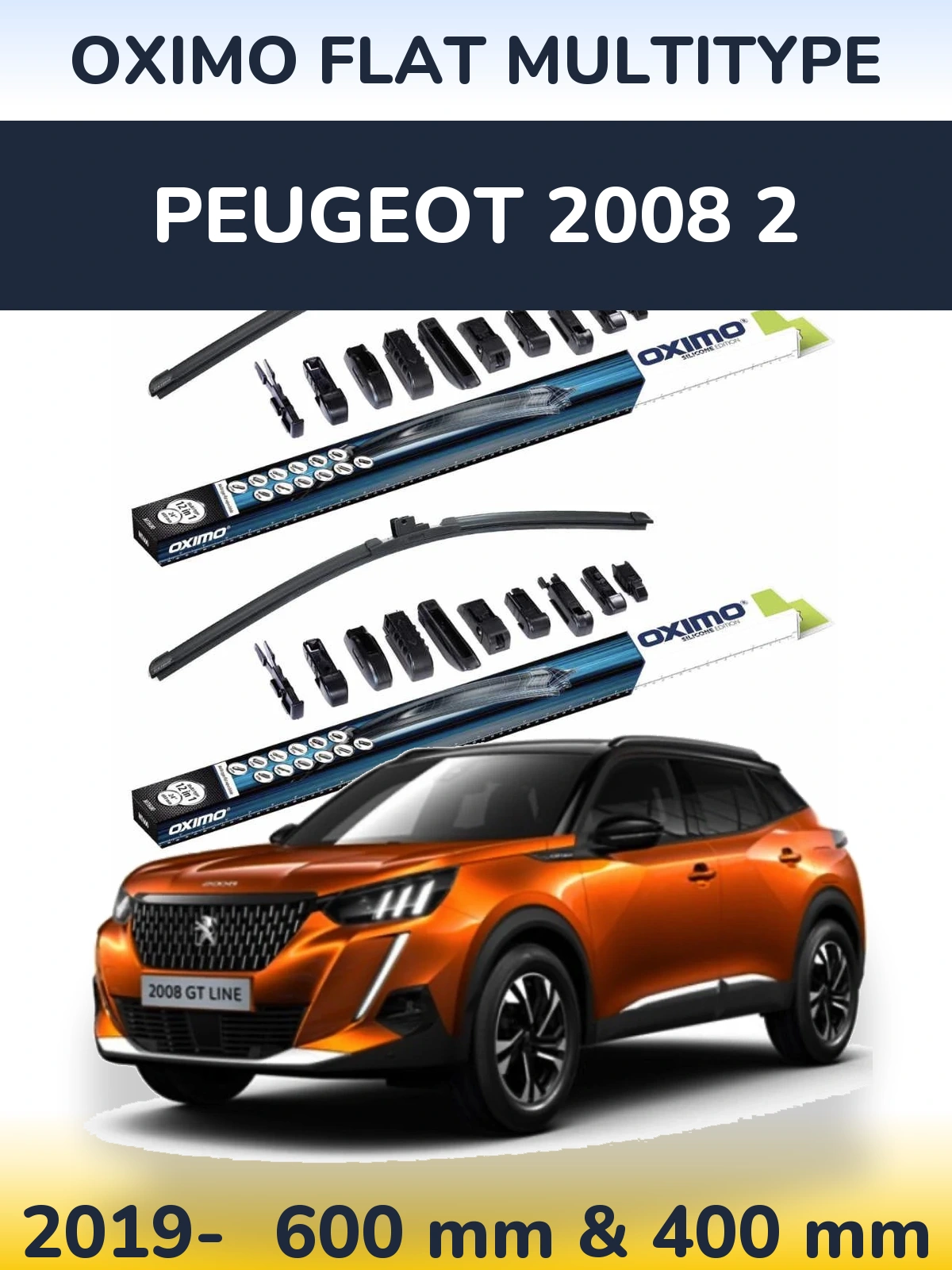 Sada předních stěračů Oximo Flat MultiType 600 a 400 mm pro Peugeot 2008 2 2019-2026