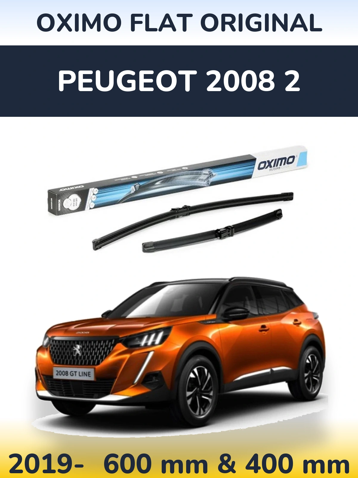 Комплект передніх щіток Oximo Flat Original 600 & 400 мм для Peugeot 2008 2 2019-2026