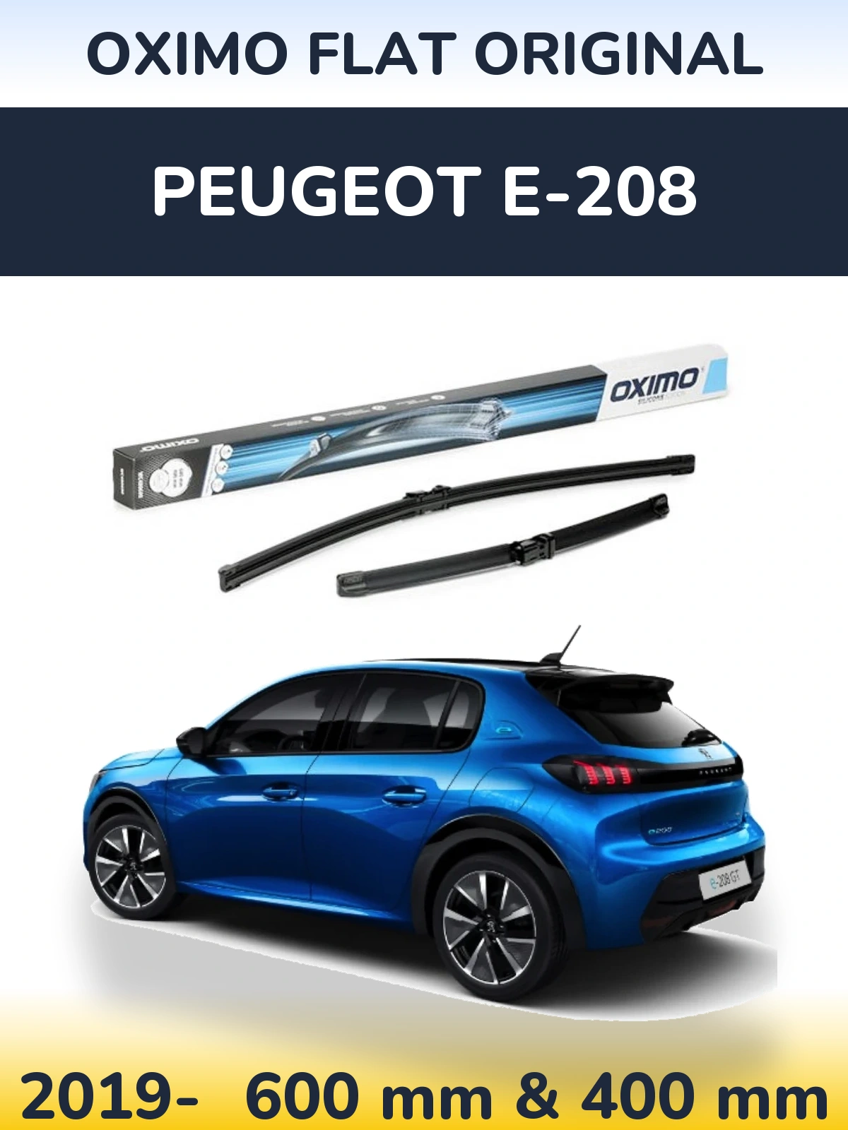 Sada předních stěračů Oximo Flat Original 600 a 400 mm pro Peugeot e-208 2019-2026