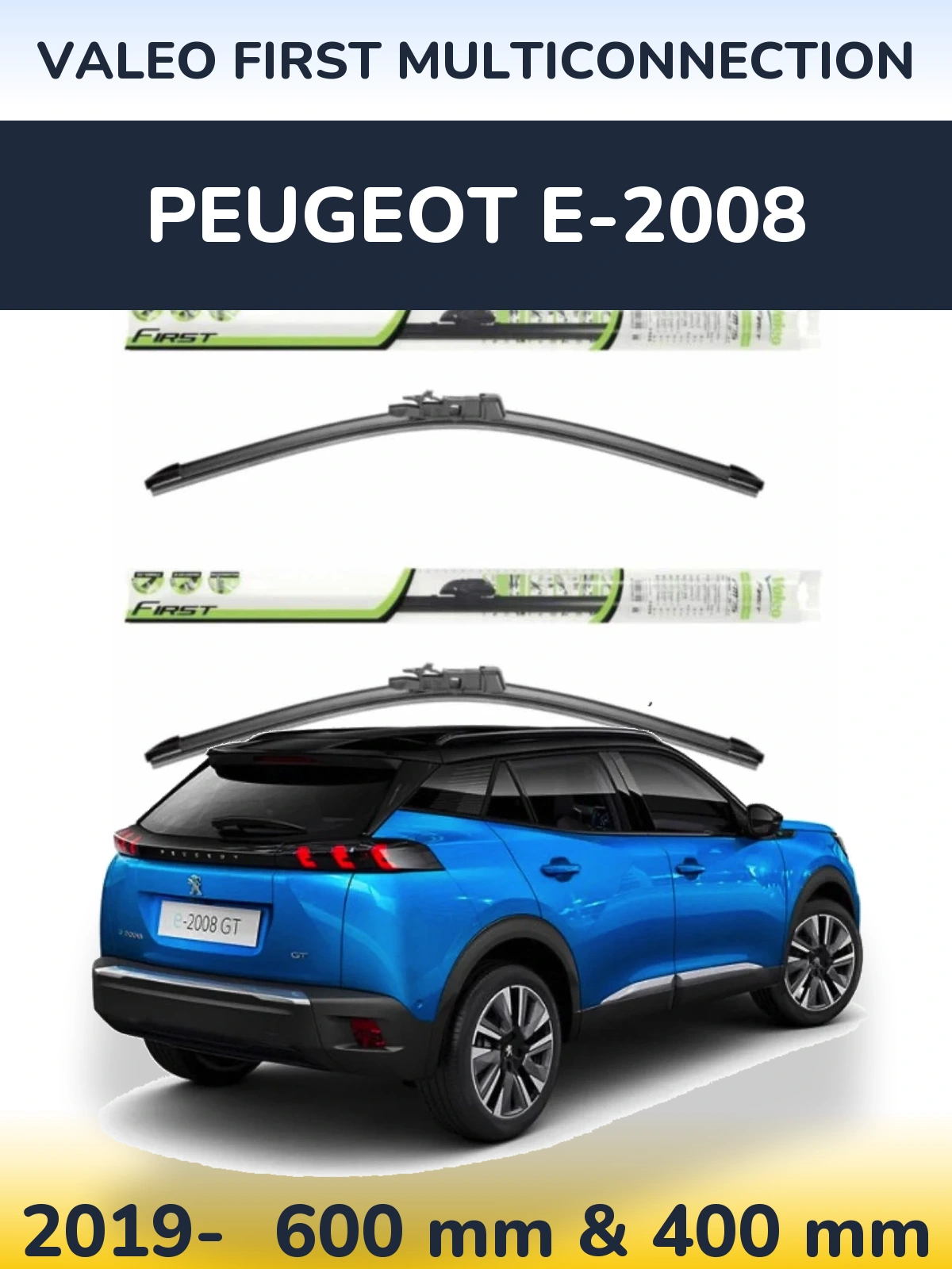 Sada předních stěračů Valeo First MultiConnection 600 a 400 mm pro Peugeot e-2008 2019-2026