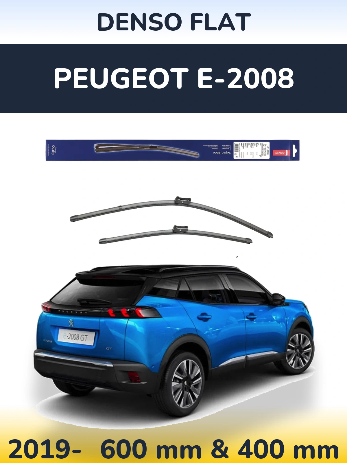 Sada předních stěračů Denso Flat 600 a 400 mm pro Peugeot e-2008 2019-2026