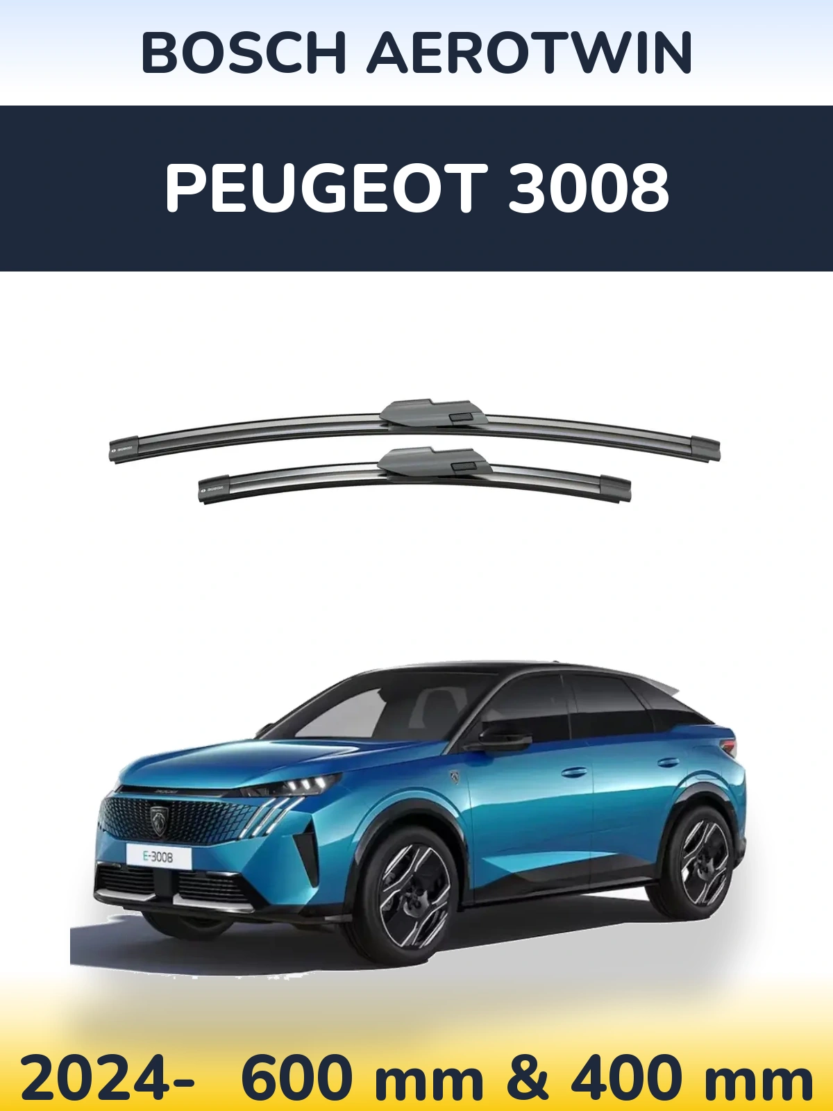 Sada předních stěračů BOSCH AeroTwin 600 a 400 mm pro Peugeot 3008 2024-2026
