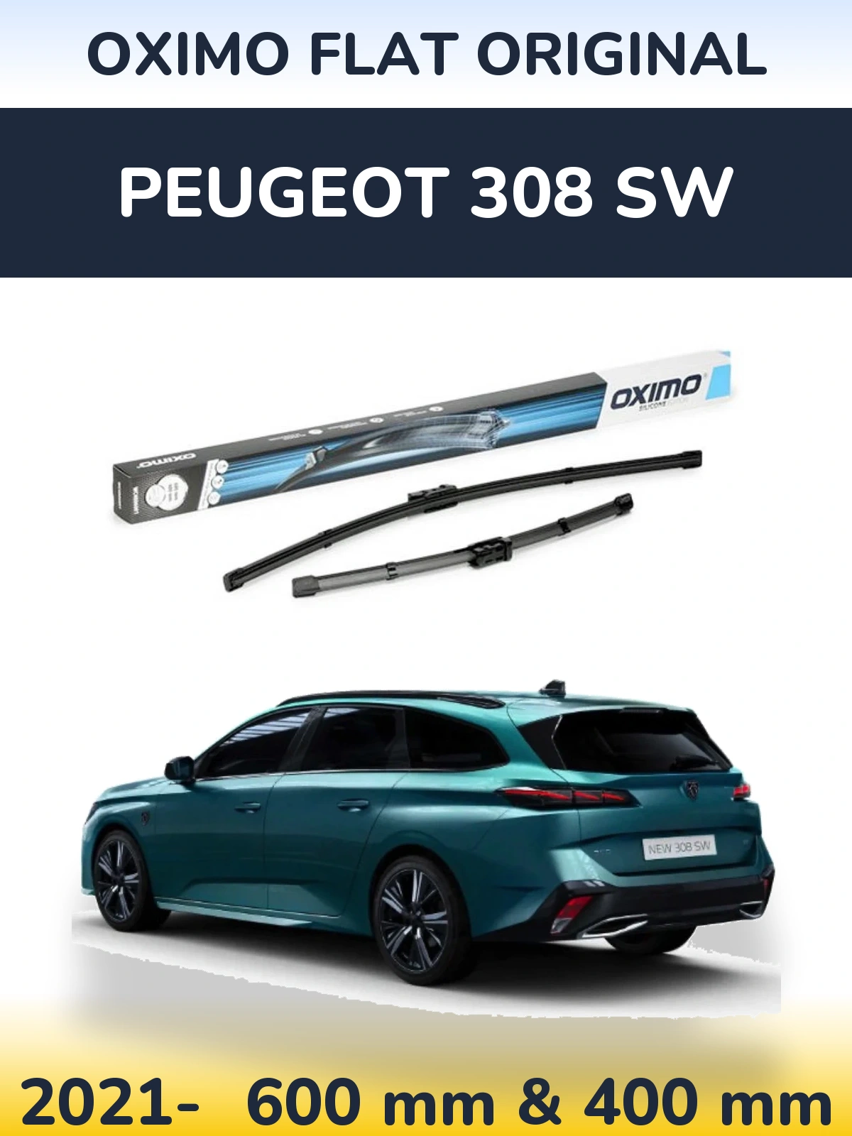 Sada předních stěračů Oximo Flat Original 600 a 400 mm pro Peugeot 308 SW 2021-2026