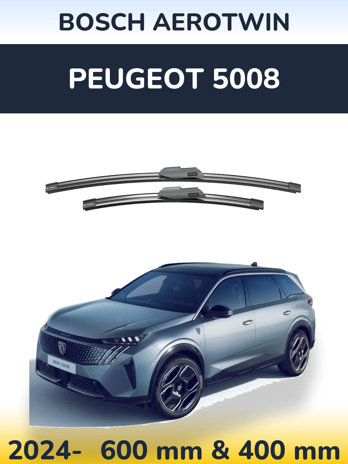 Sada předních stěračů BOSCH AeroTwin 600 a 400 mm pro Peugeot 5008 2024-2026