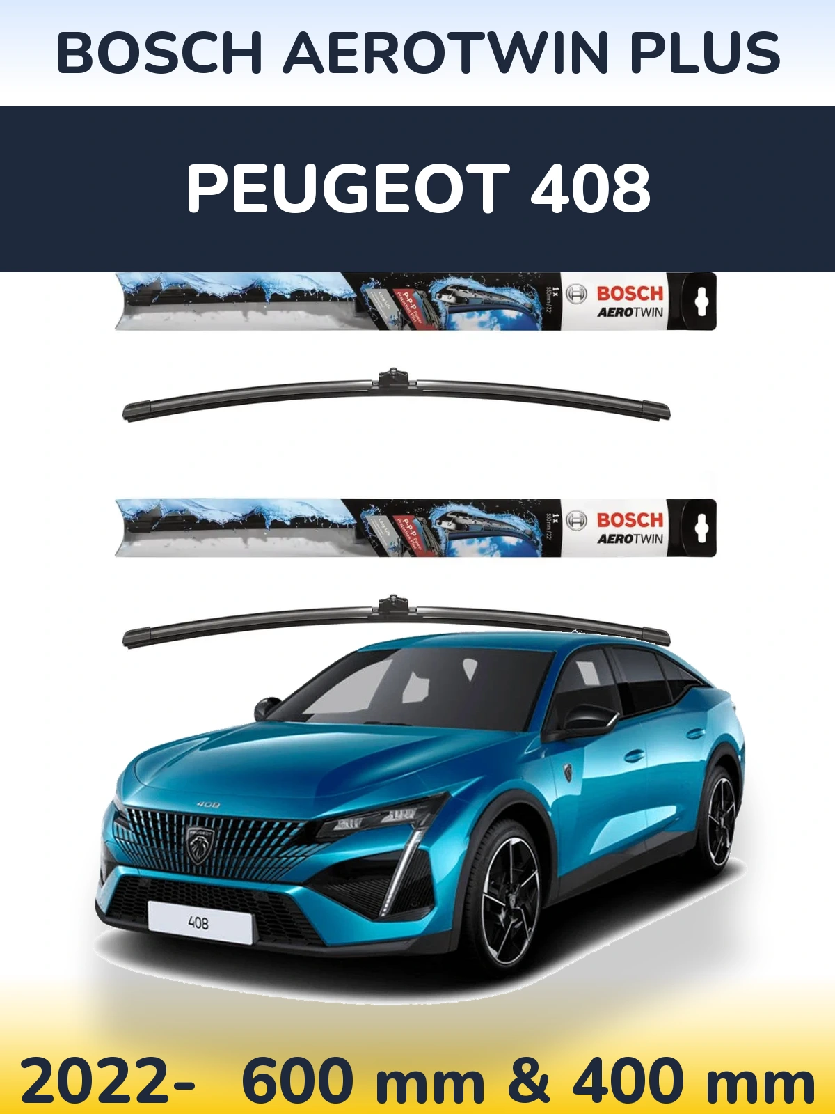 Sada předních stěračů BOSCH AeroTwin Plus 600 a 400 mm pro Peugeot 408 2022-2026