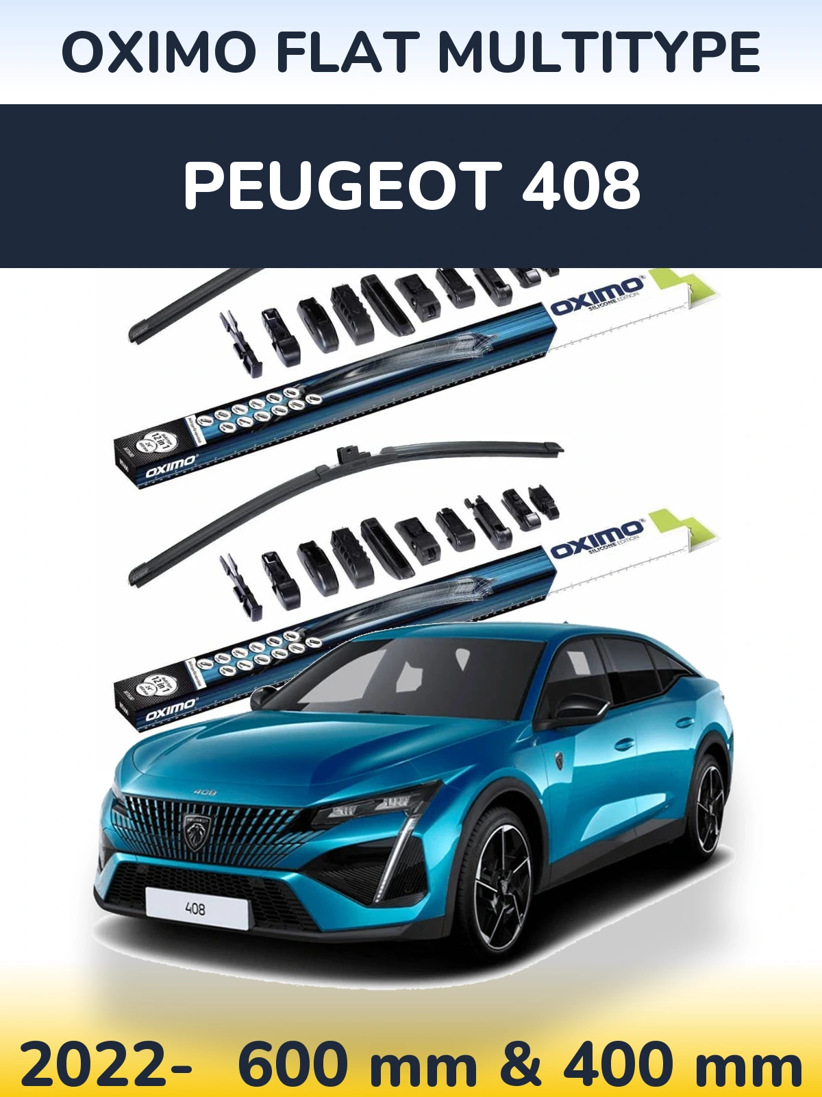 Sada předních stěračů Oximo Flat MultiType 600 a 400 mm pro Peugeot 408 2022-2026