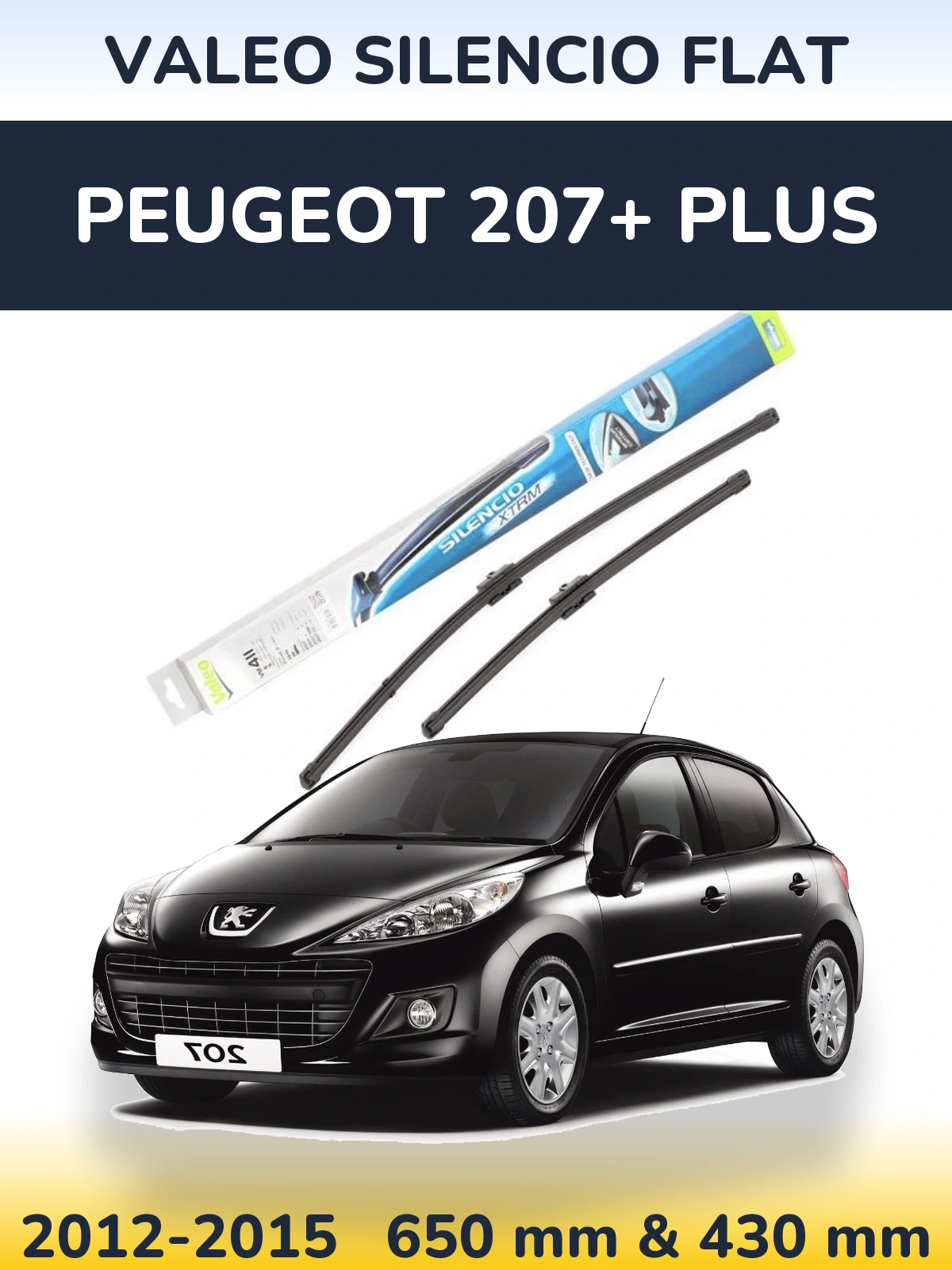 Sada předních stěračů Valeo Silencio Flat 650 a 420 mm pro Peugeot 207+ Plus 2012-2015