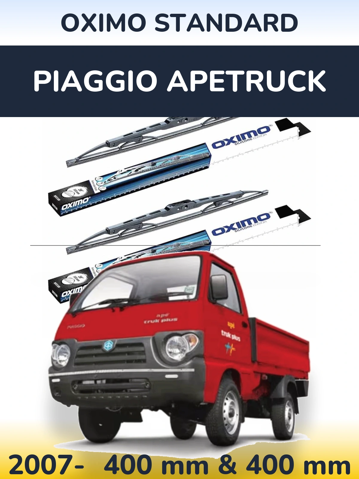 Sada předních stěračů Oximo Standard 400 a 400 mm pro Piaggio Apetruck 2007-2026