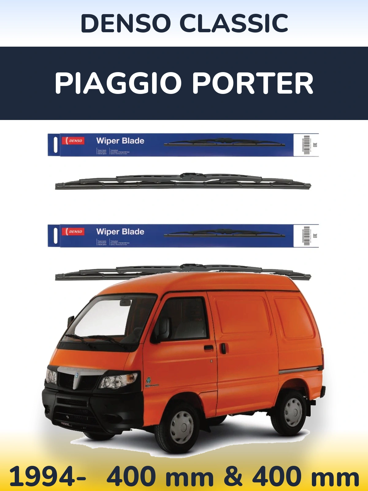 Sada předních stěračů Denso Classic 400 a 400 mm pro Piaggio Porter 1994-2026