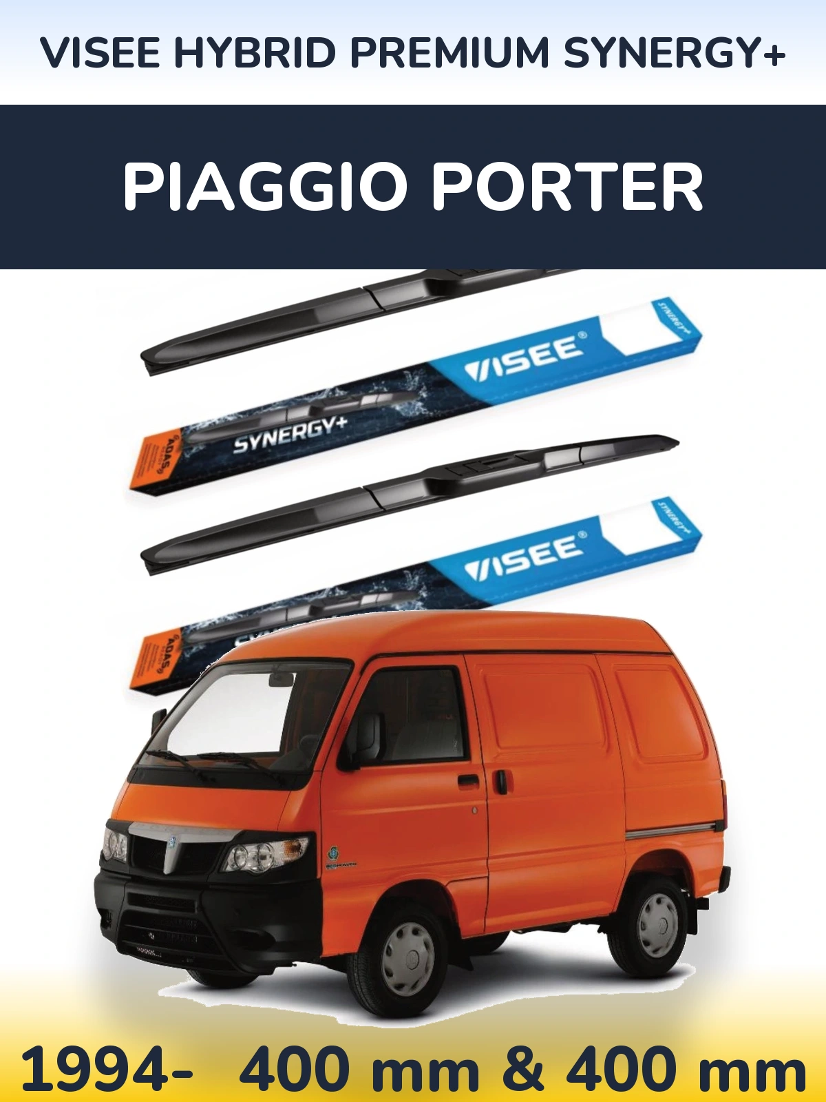 Sada předních stěračů VISEE HYBRID PREMIUM SYNERGY+ 400 a 400 mm pro Piaggio Porter 1994-2026