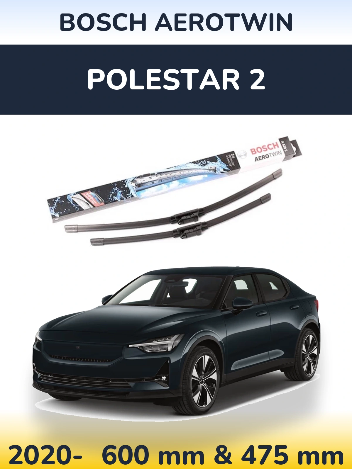 Sada předních stěračů BOSCH AeroTwin 600 a 475 mm pro Polestar 2 2020-2026