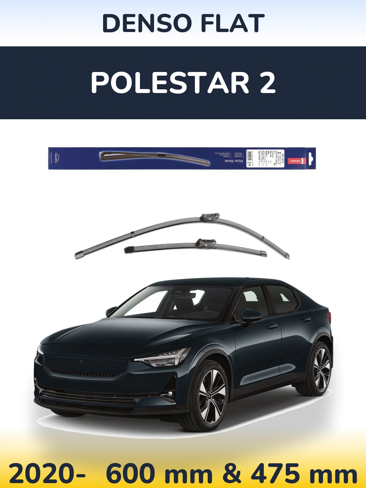 Sada předních stěračů Denso Flat 600 a 475 mm pro Polestar 2 2020-2026