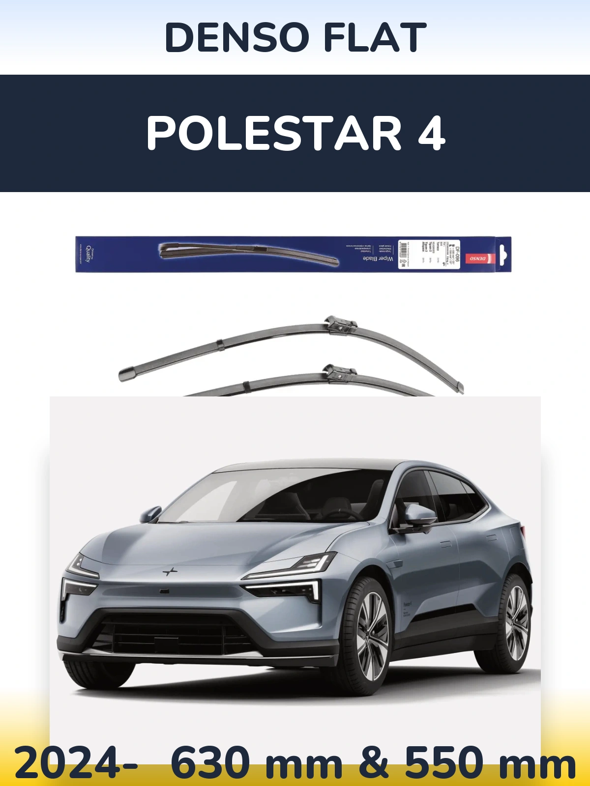 Sada předních stěračů Denso Flat 630 a 550 mm pro Polestar 4 2024-2026