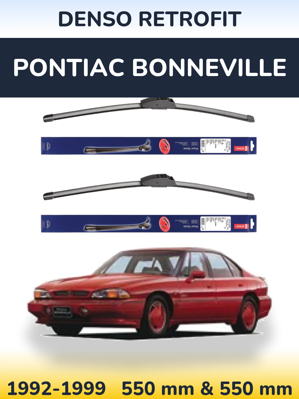 Sada předních stěračů Denso Retrofit 550 a 550 mm pro Pontiac Bonneville 1992-1999