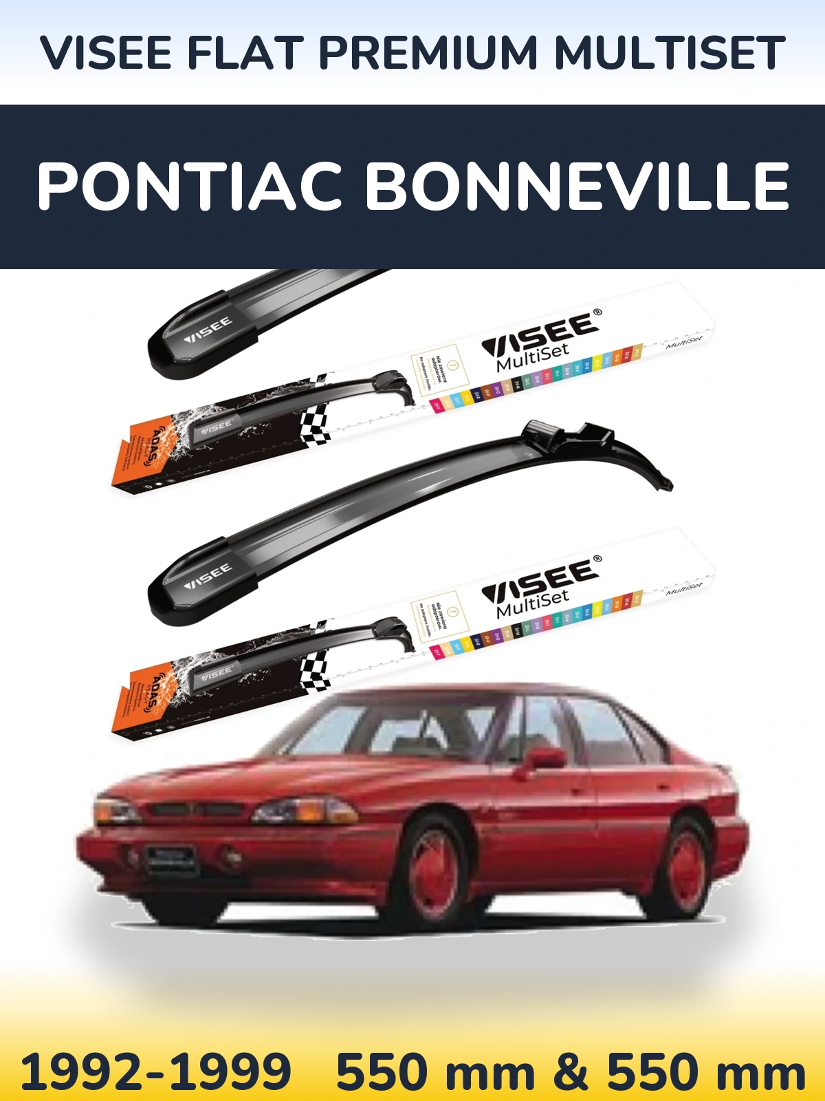 Sada předních stěračů VISEE FLAT PREMIUM MultiSet 550 a 550 mm pro Pontiac Bonneville 1992-1999