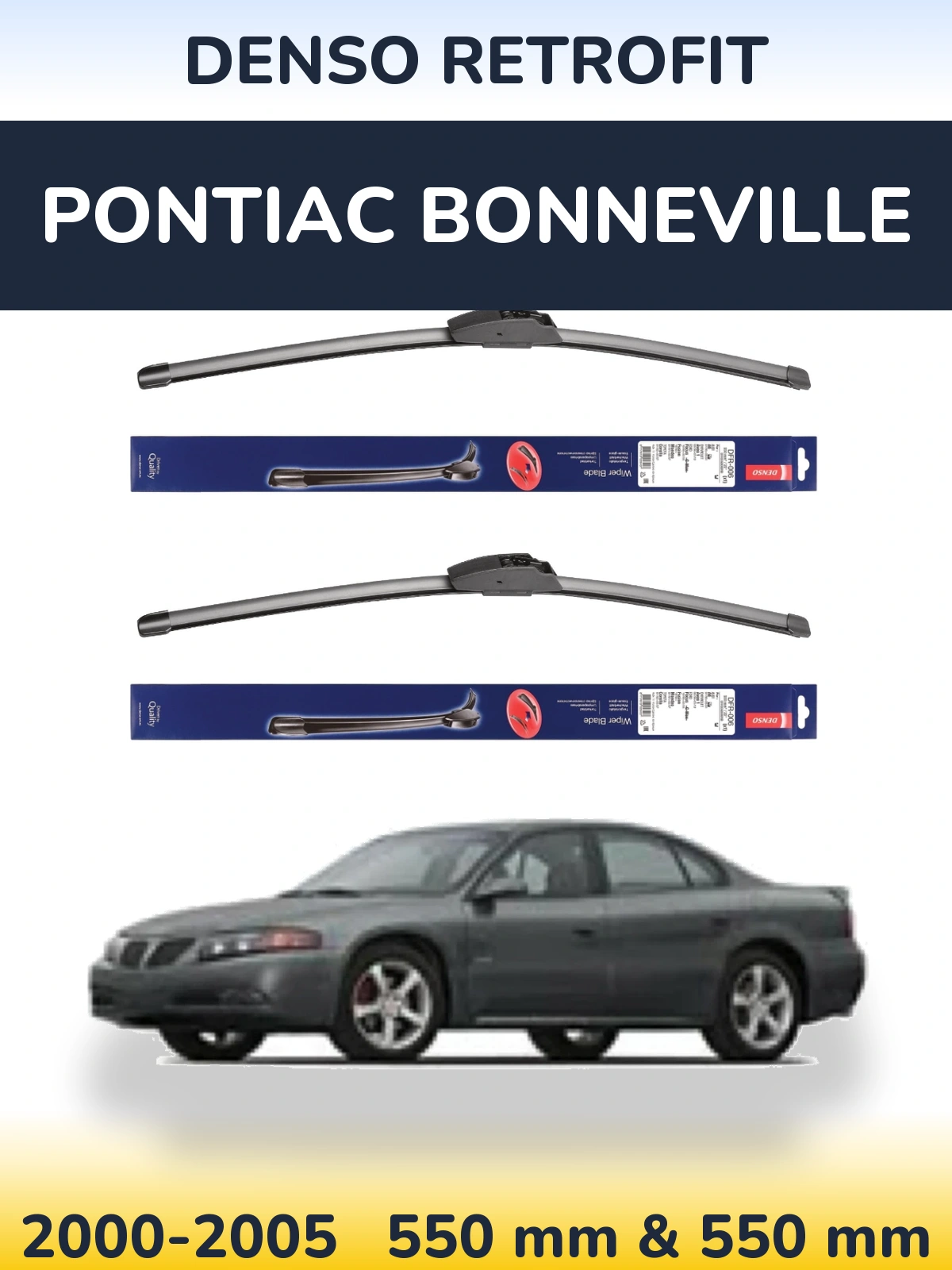 Sada předních stěračů Denso Retrofit 550 a 550 mm pro Pontiac Bonneville 2000-2005