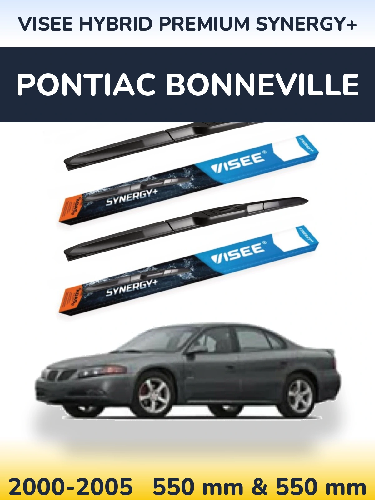 Sada předních stěračů VISEE HYBRID PREMIUM SYNERGY+ 550 a 550 mm pro Pontiac Bonneville 2000-2005