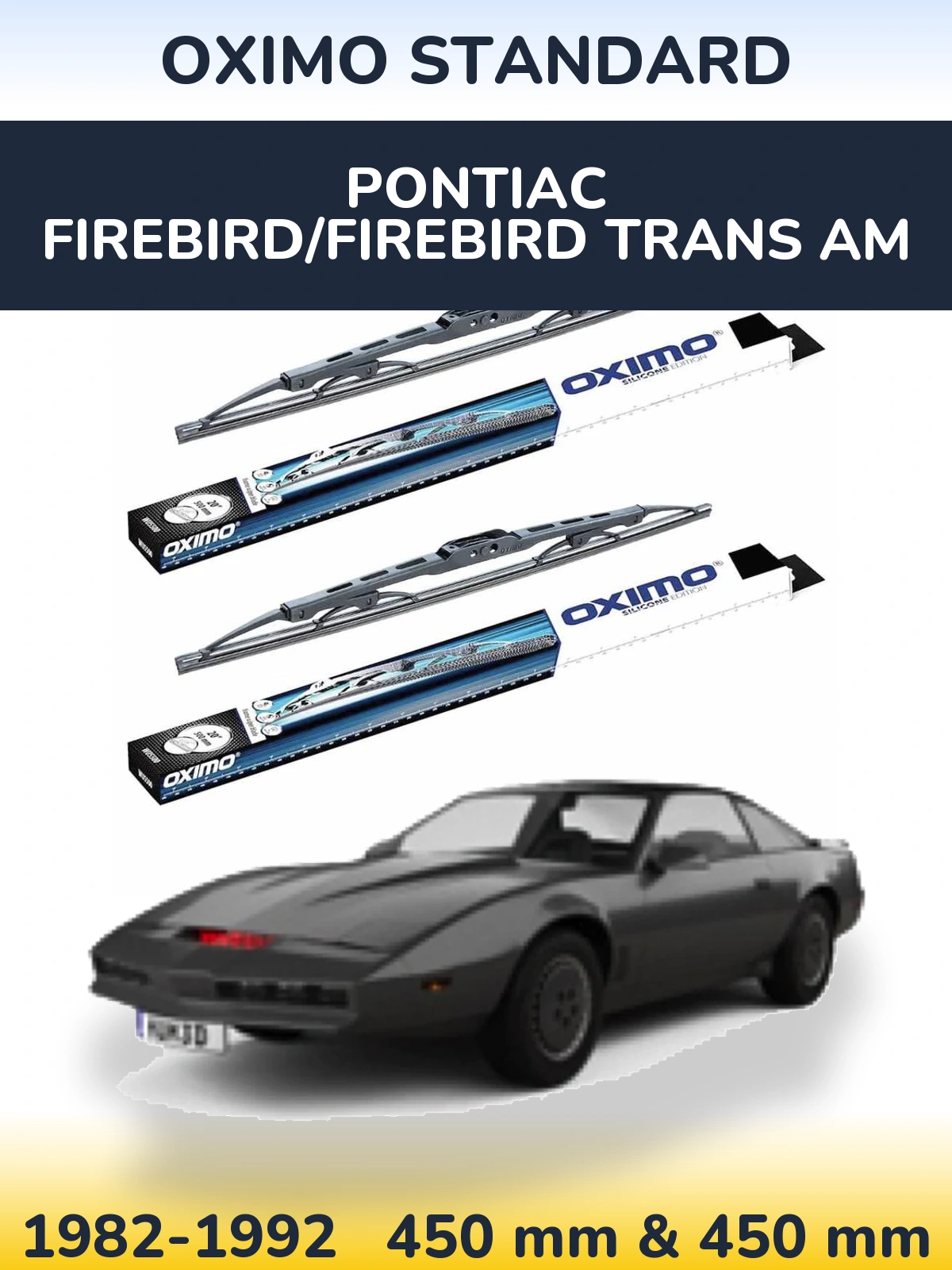 Sada předních stěračů Oximo Standard 450 a 450 mm pro Pontiac Firebird/Firebird Trans Am 1982-1992