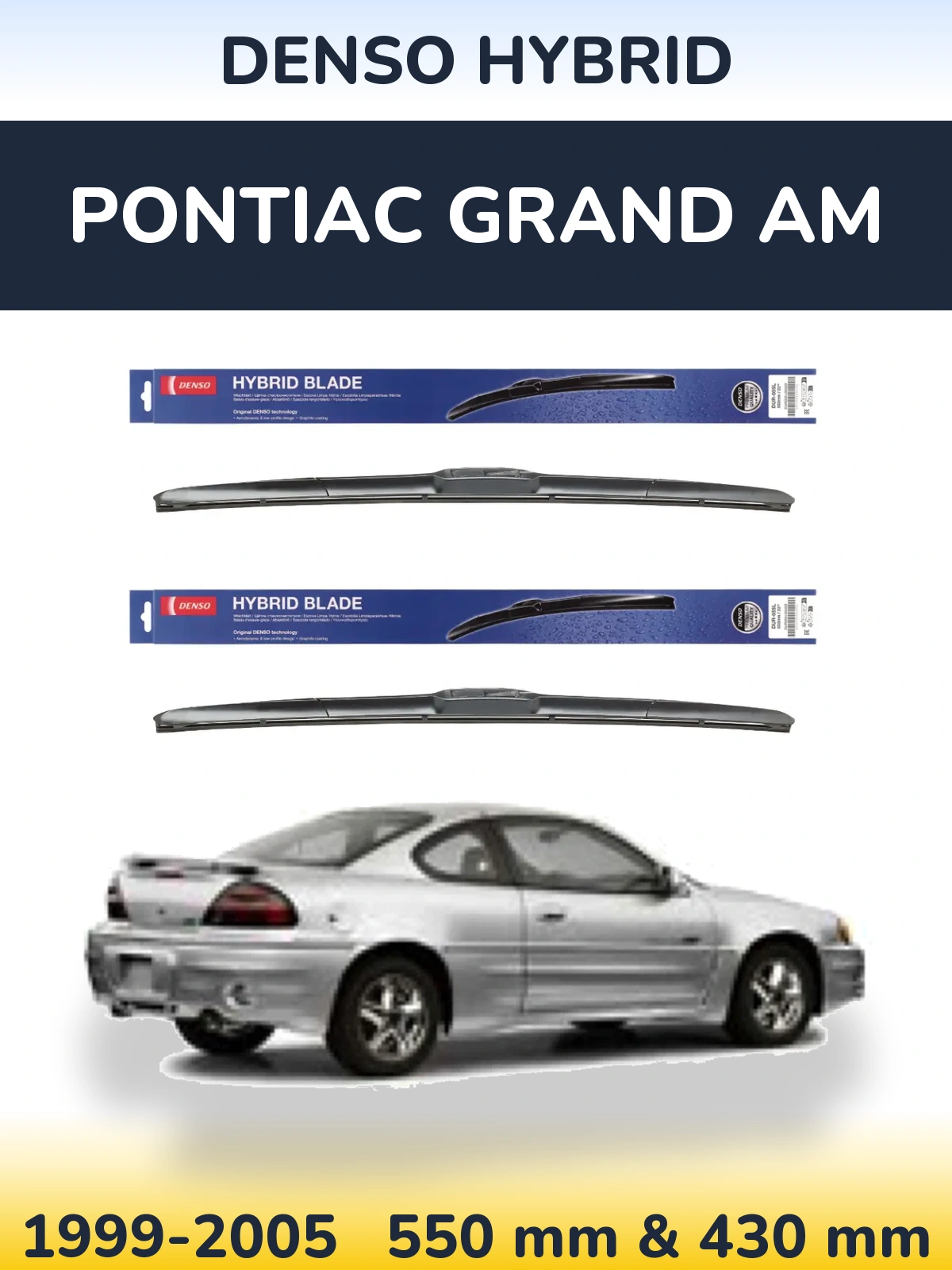 Sada předních stěračů Denso Hybrid 550 a 430 mm pro Pontiac Grand AM 1999-2005