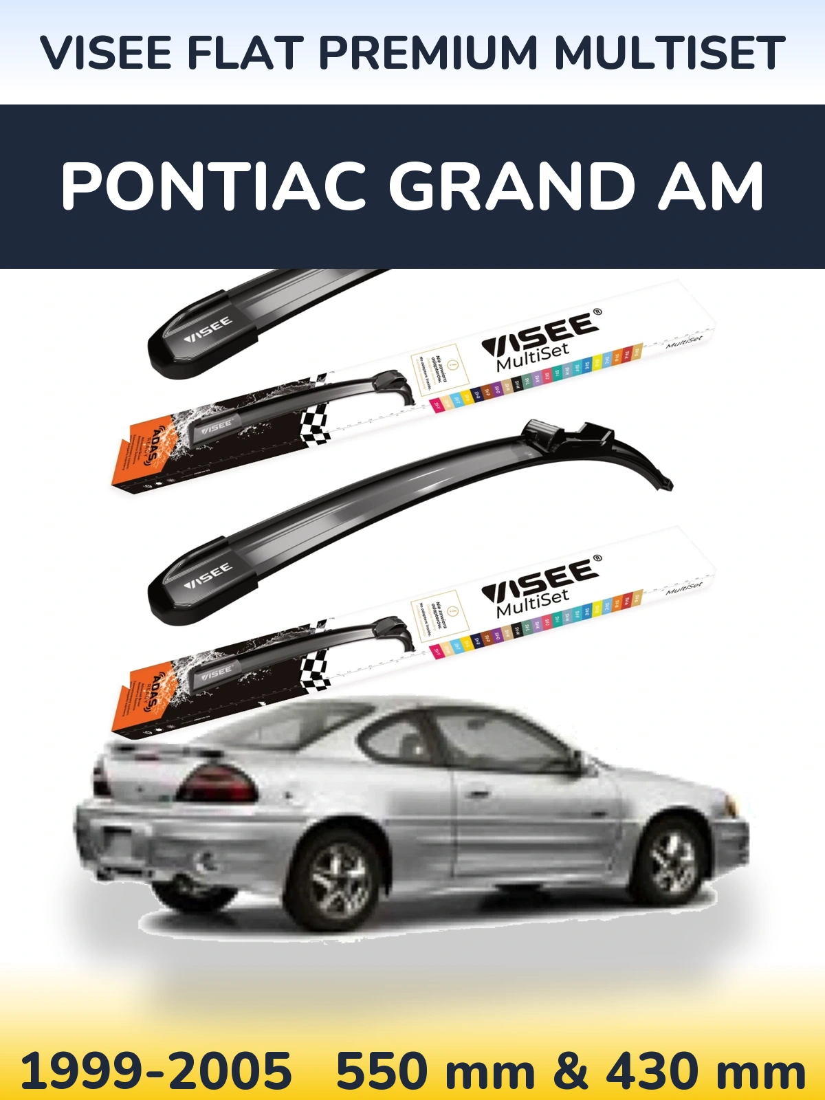 Sada předních stěračů VISEE FLAT PREMIUM MultiSet 550 a 430 mm pro Pontiac Grand AM 1999-2005