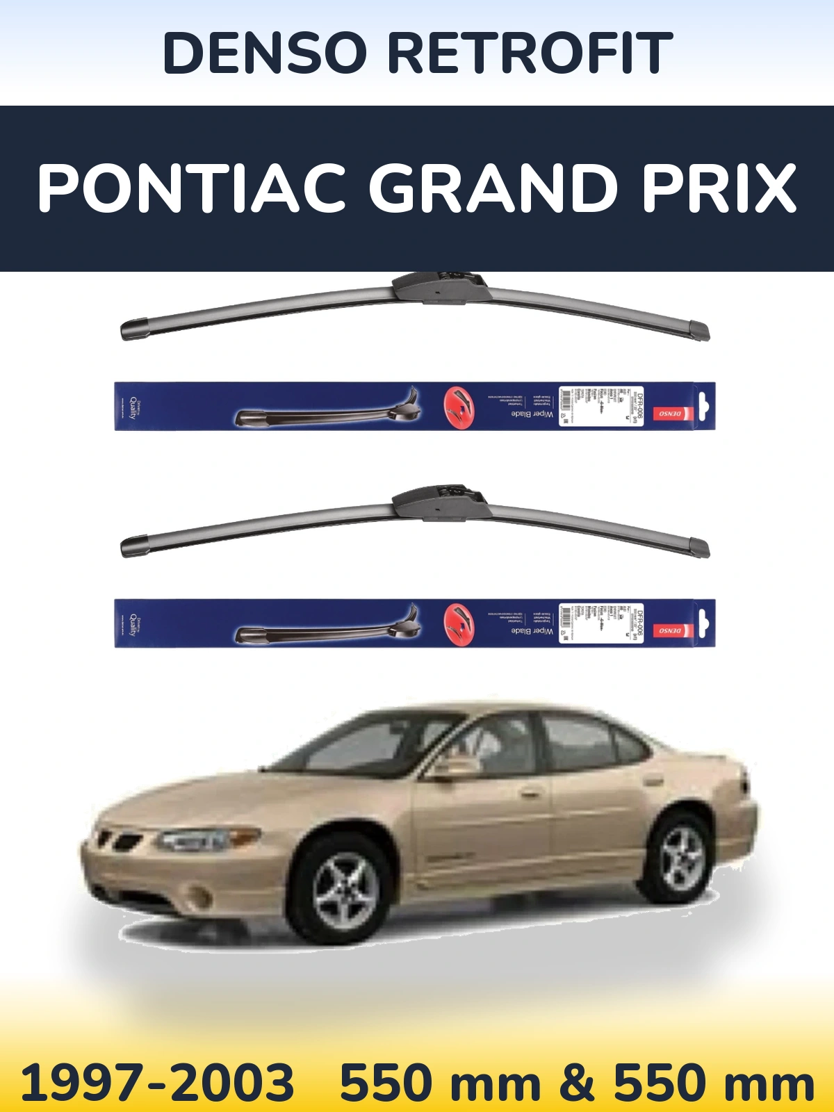 Sada předních stěračů Denso Retrofit 550 a 550 mm pro Pontiac Grand Prix 1997-2003