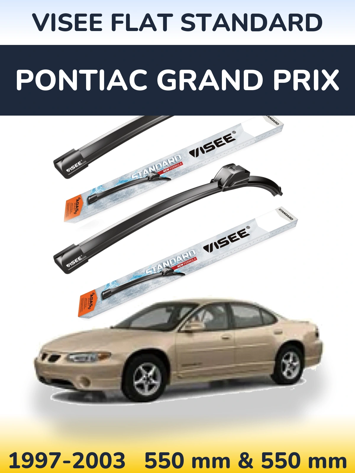 Комплект передніх щіток VISEE FLAT STANDARD 550 & 550 мм для Pontiac Grand Prix 1997-2003