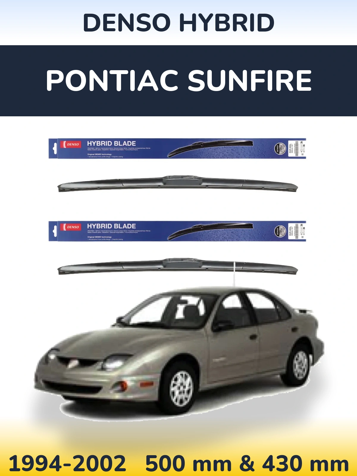 Sada předních stěračů Denso Hybrid 500 a 430 mm pro Pontiac Sunfire 1994-2002