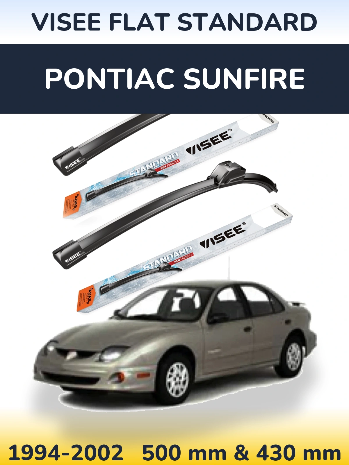 Sada předních stěračů VISEE FLAT STANDARD 500 a 430 mm pro Pontiac Sunfire 1994-2002