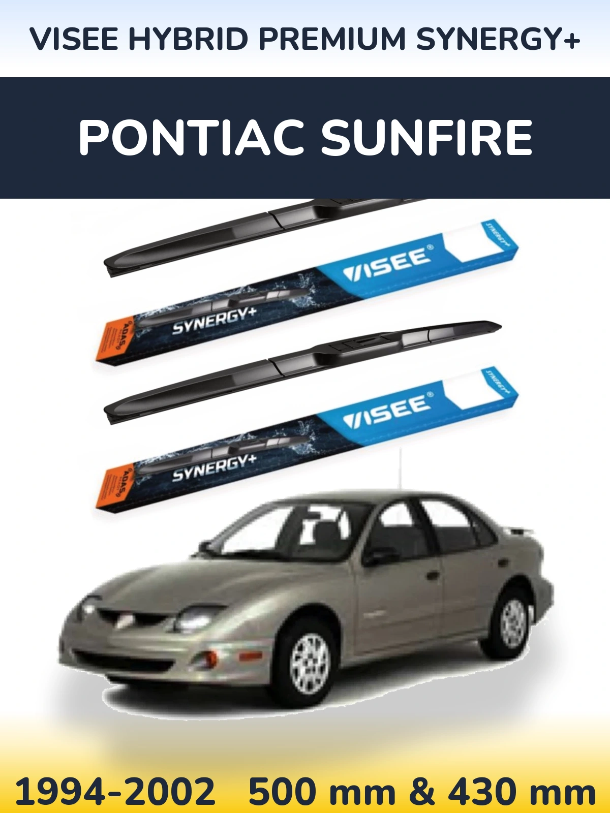Sada předních stěračů VISEE HYBRID PREMIUM SYNERGY+ 500 a 430 mm pro Pontiac Sunfire 1994-2002