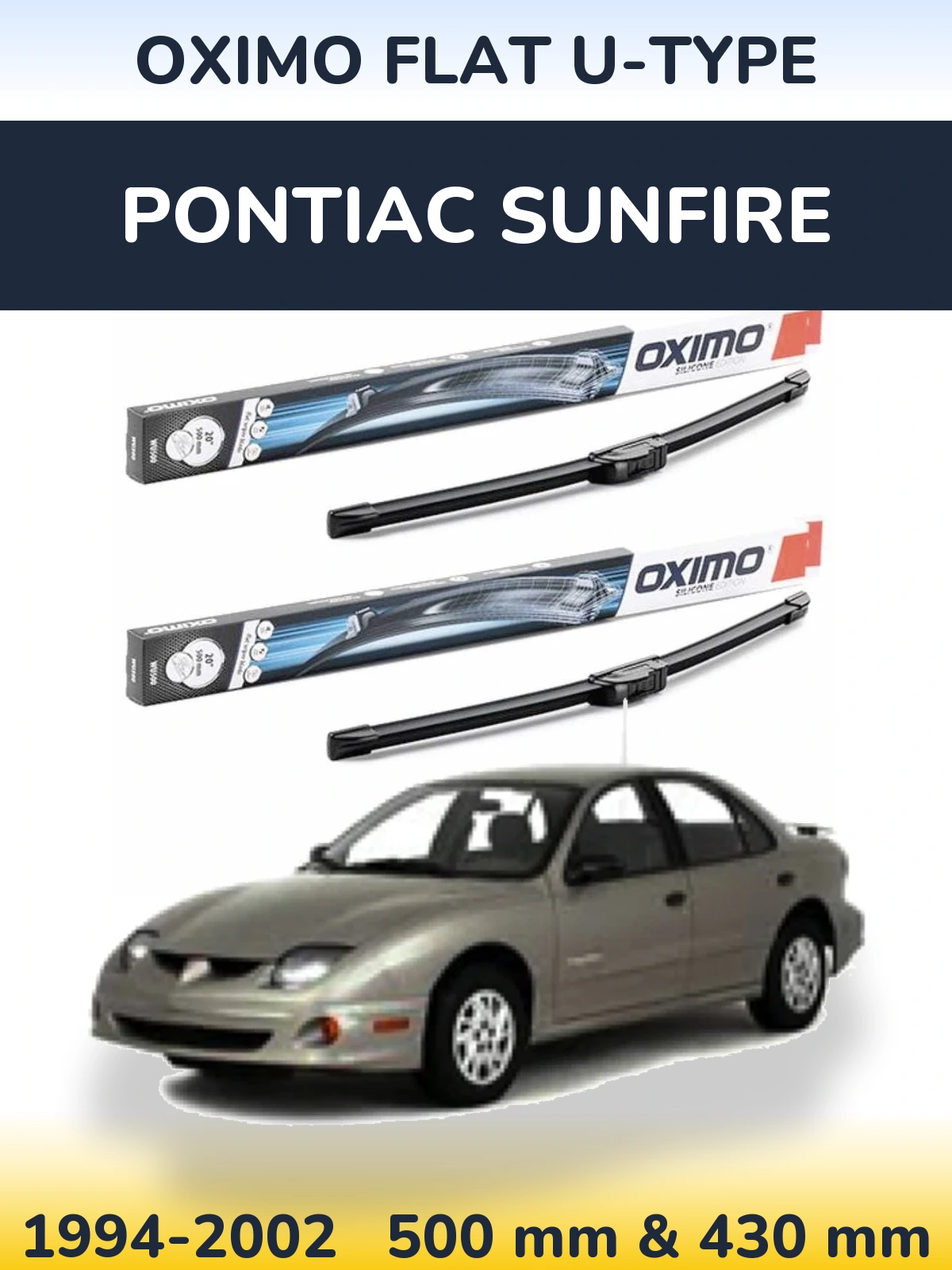 Sada předních stěračů Oximo Flat U-type 500 a 430 mm pro Pontiac Sunfire 1994-2002