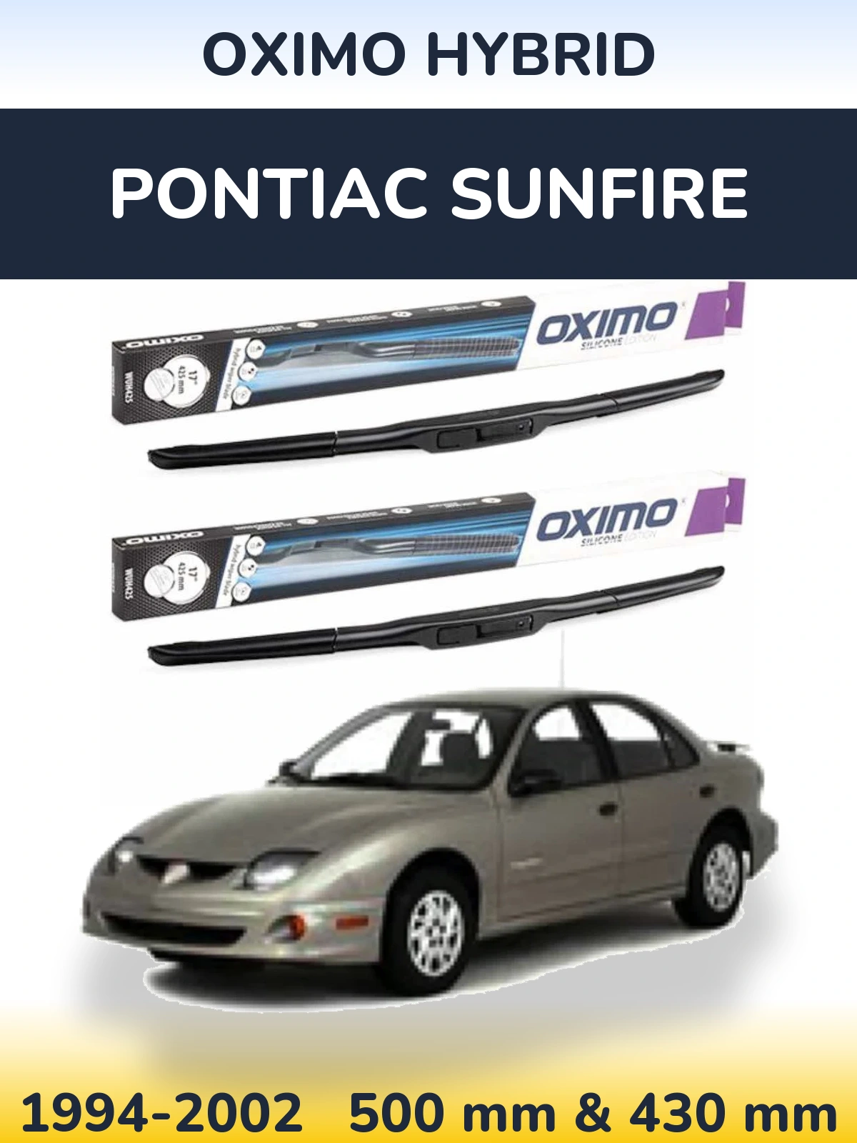 Sada předních stěračů Oximo Hybrid 500 a 430 mm pro Pontiac Sunfire 1994-2002
