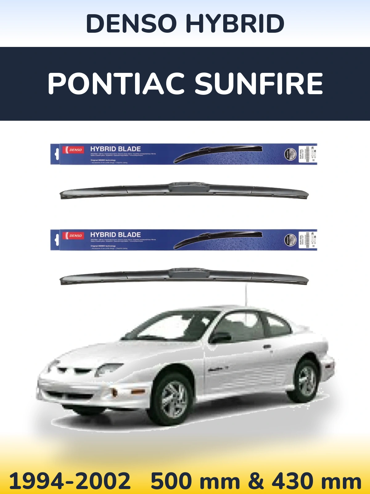Sada předních stěračů Denso Hybrid 500 a 430 mm pro Pontiac Sunfire 1994-2002