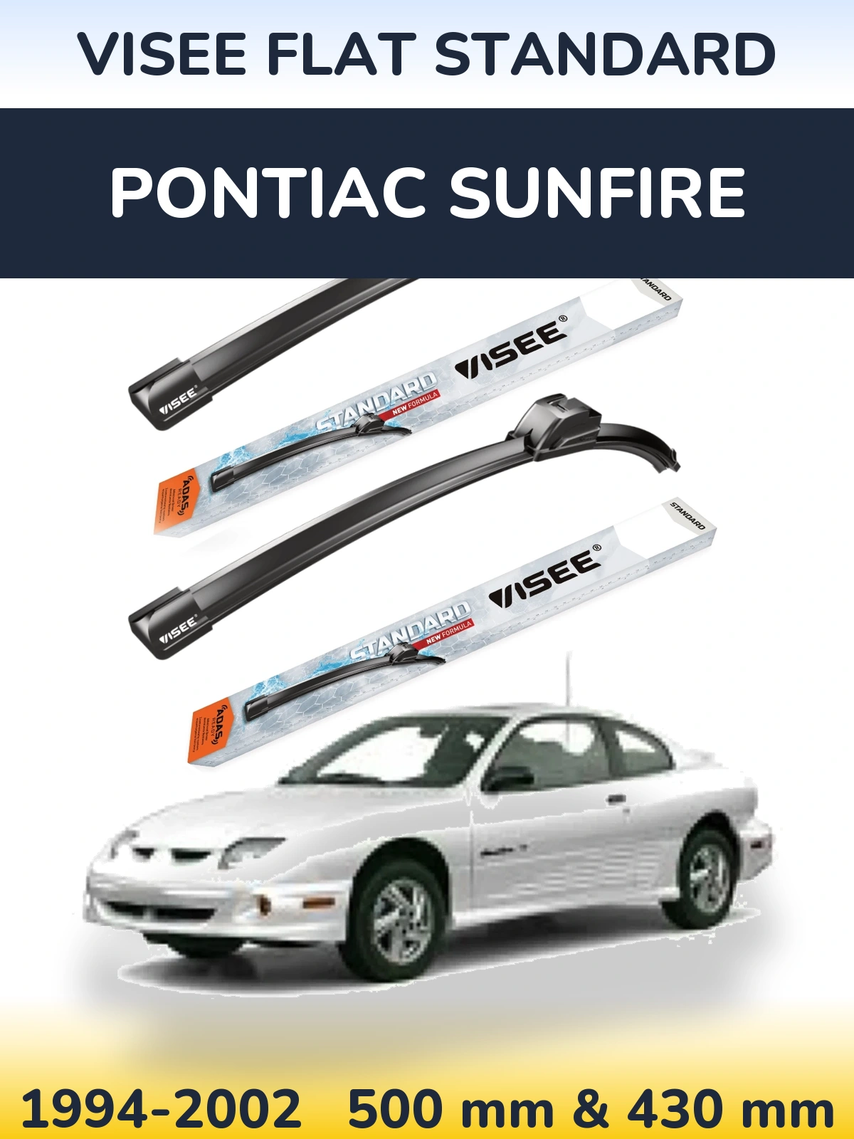 Sada předních stěračů VISEE FLAT STANDARD 500 a 430 mm pro Pontiac Sunfire 1994-2002
