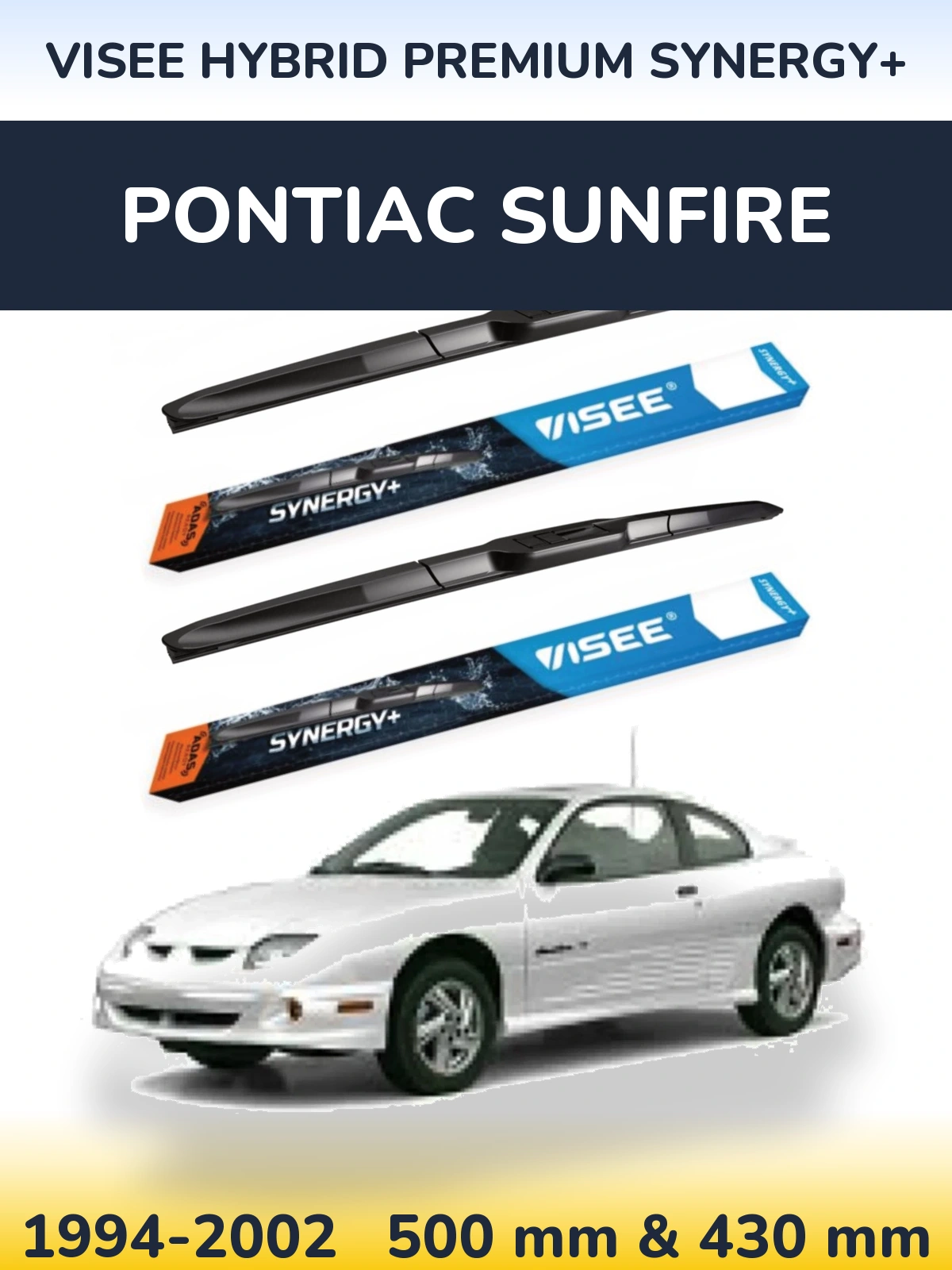 Sada předních stěračů VISEE HYBRID PREMIUM SYNERGY+ 500 a 430 mm pro Pontiac Sunfire 1994-2002