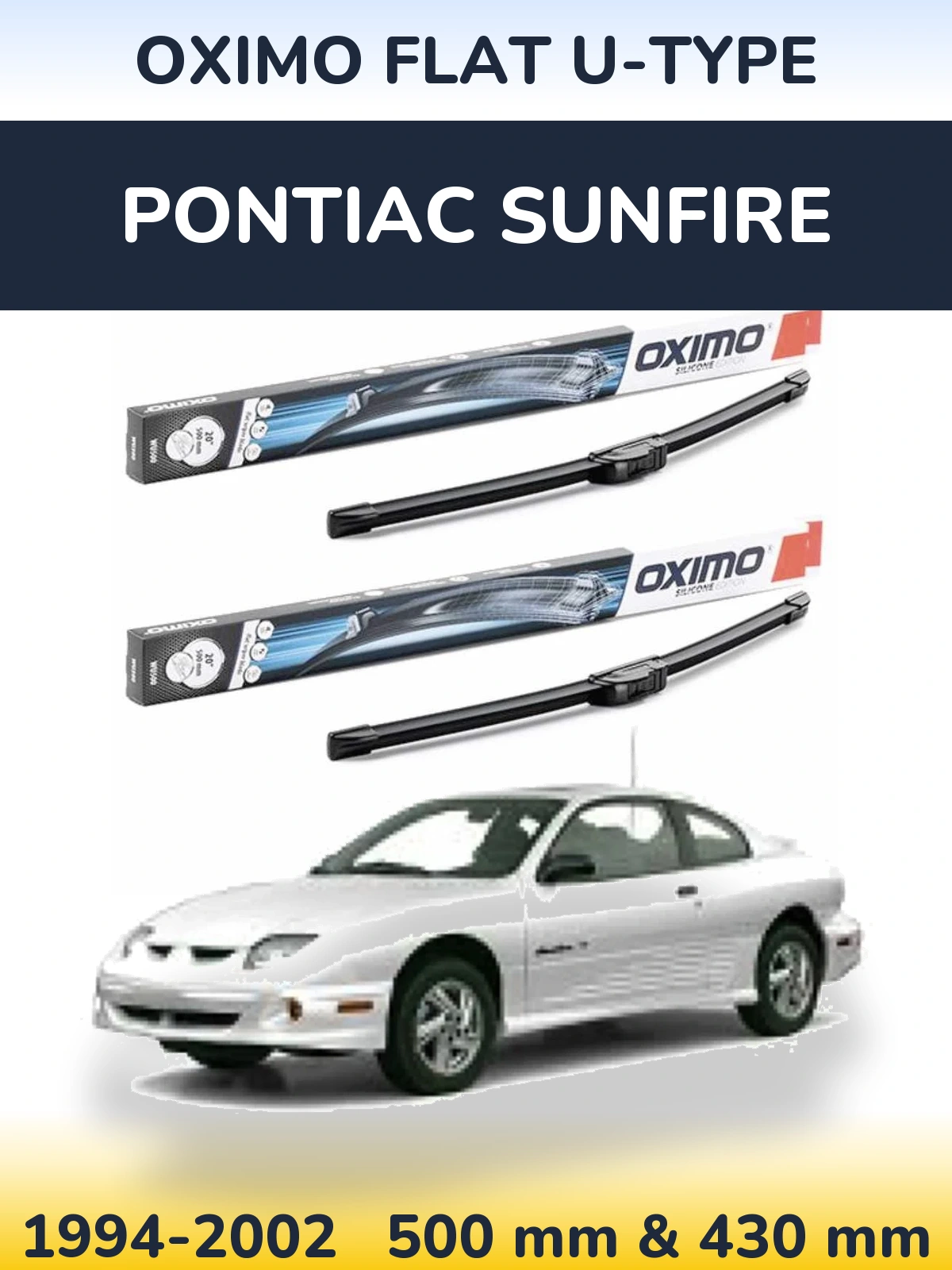 Sada předních stěračů Oximo Flat U-type 500 a 430 mm pro Pontiac Sunfire 1994-2002