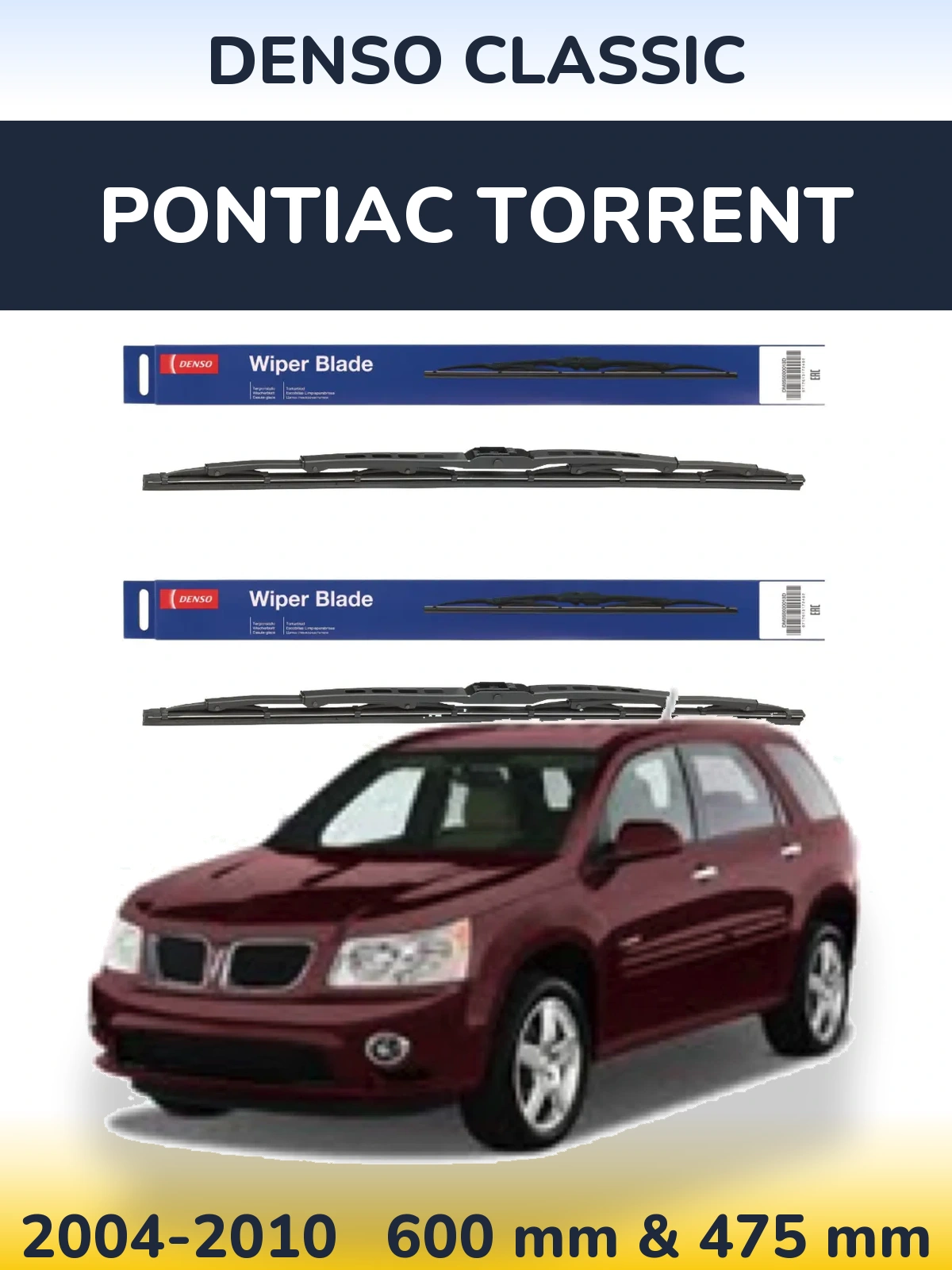 Sada předních stěračů Denso Classic 600 a 475 mm pro Pontiac Torrent 2004-2010