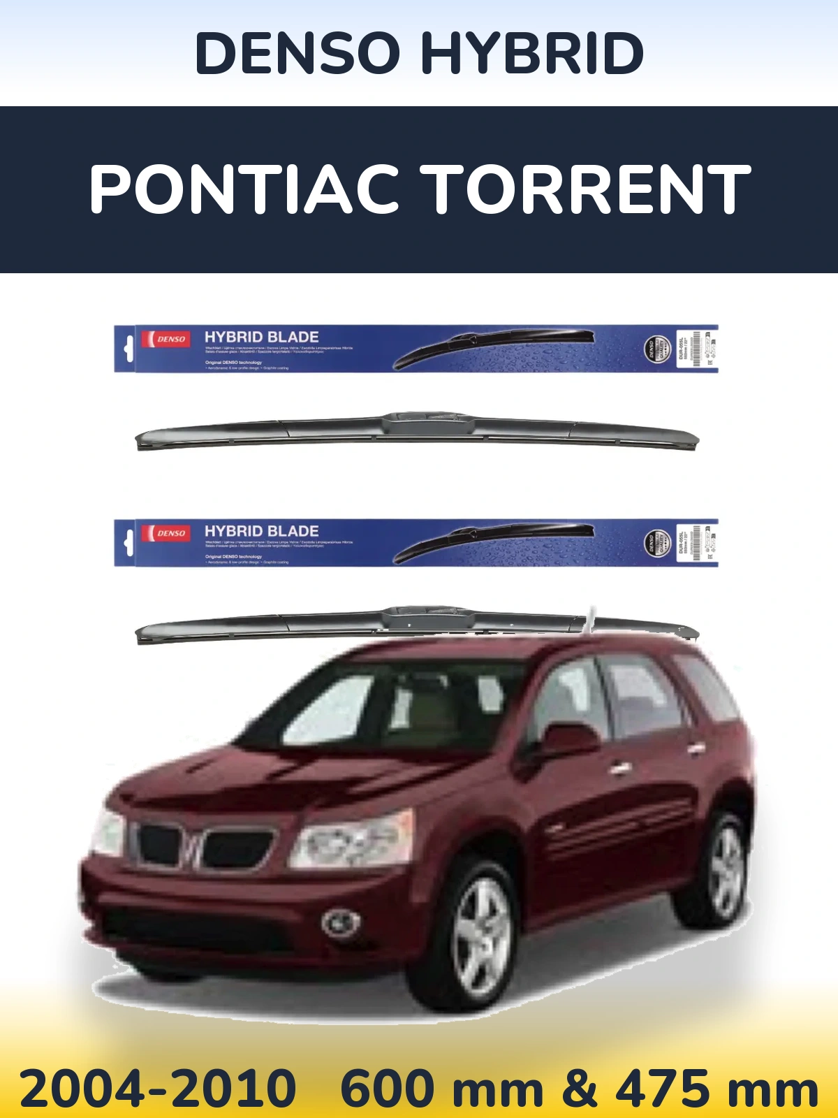 Sada předních stěračů Denso Hybrid 600 a 475 mm pro Pontiac Torrent 2004-2010
