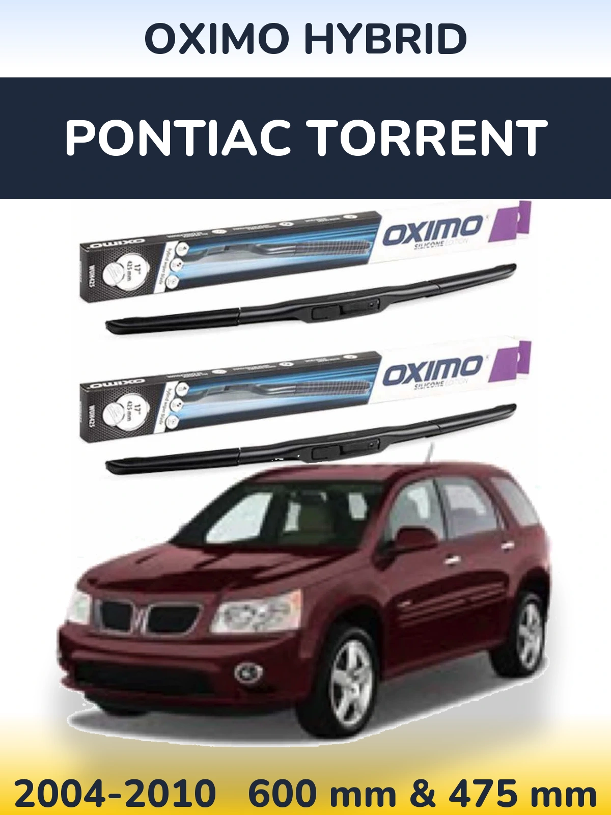 Sada předních stěračů Oximo Hybrid 600 a 475 mm pro Pontiac Torrent 2004-2010