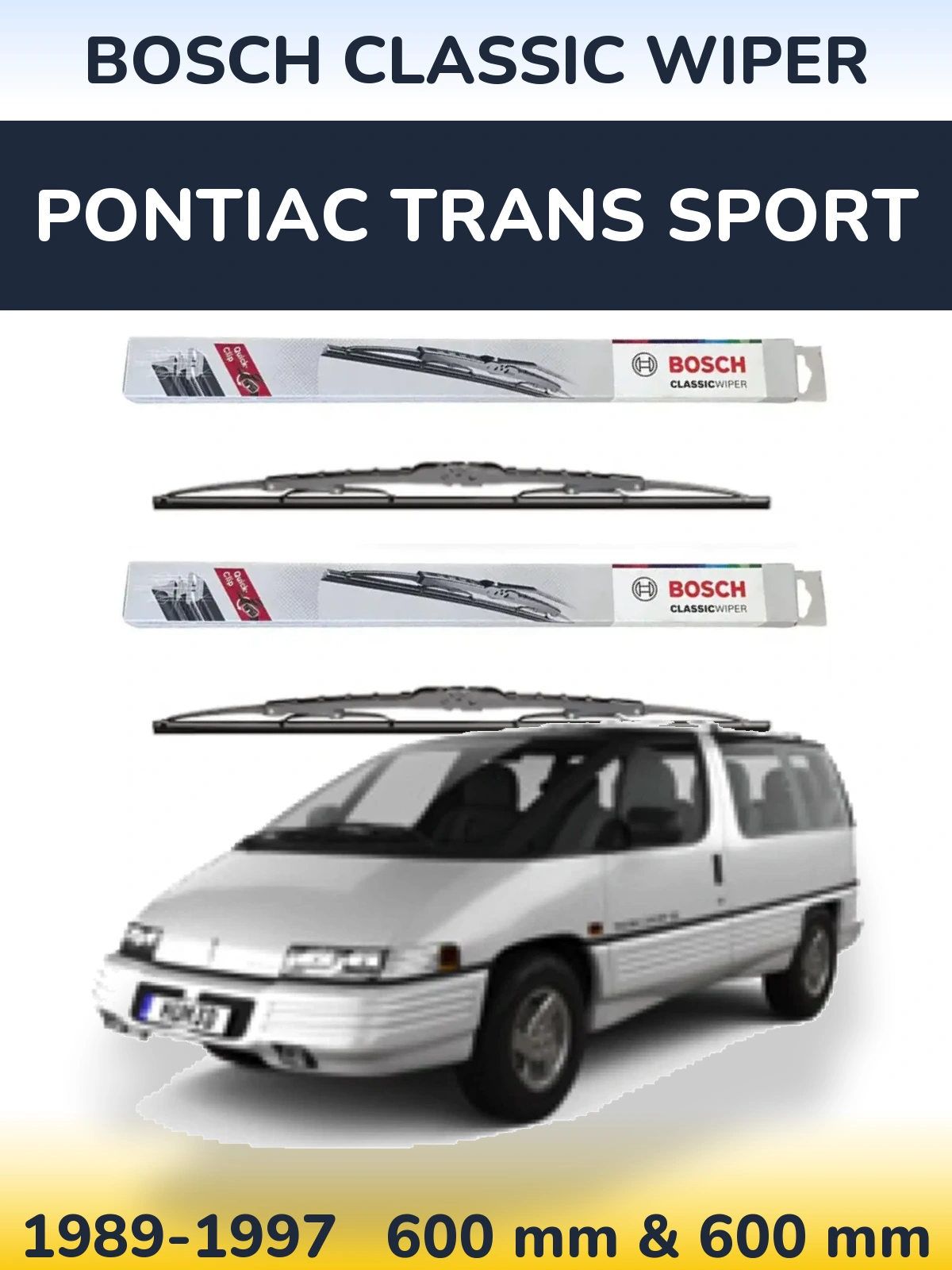 Sada předních stěračů BOSCH Classic Wiper 600 a 600 mm pro Pontiac Trans Sport 1989-1997