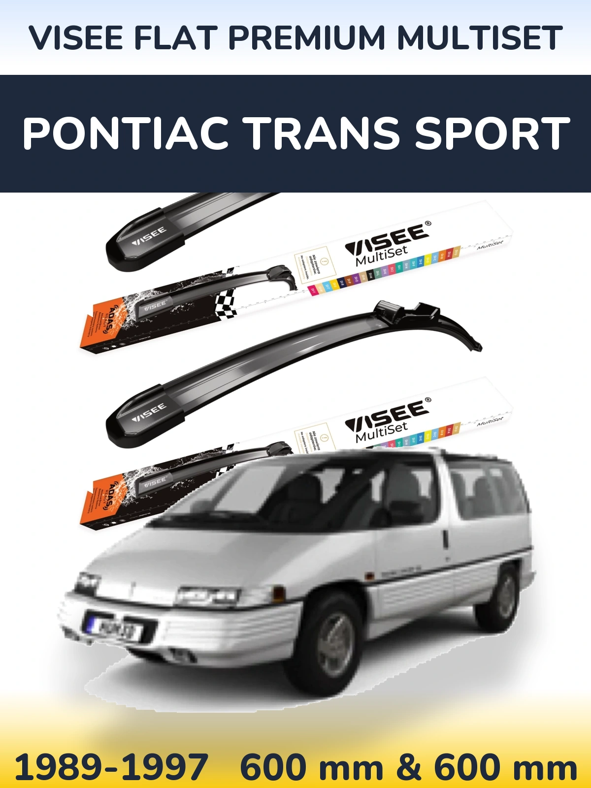 Sada předních stěračů VISEE FLAT PREMIUM MultiSet 600 a 600 mm pro Pontiac Trans Sport 1989-1997