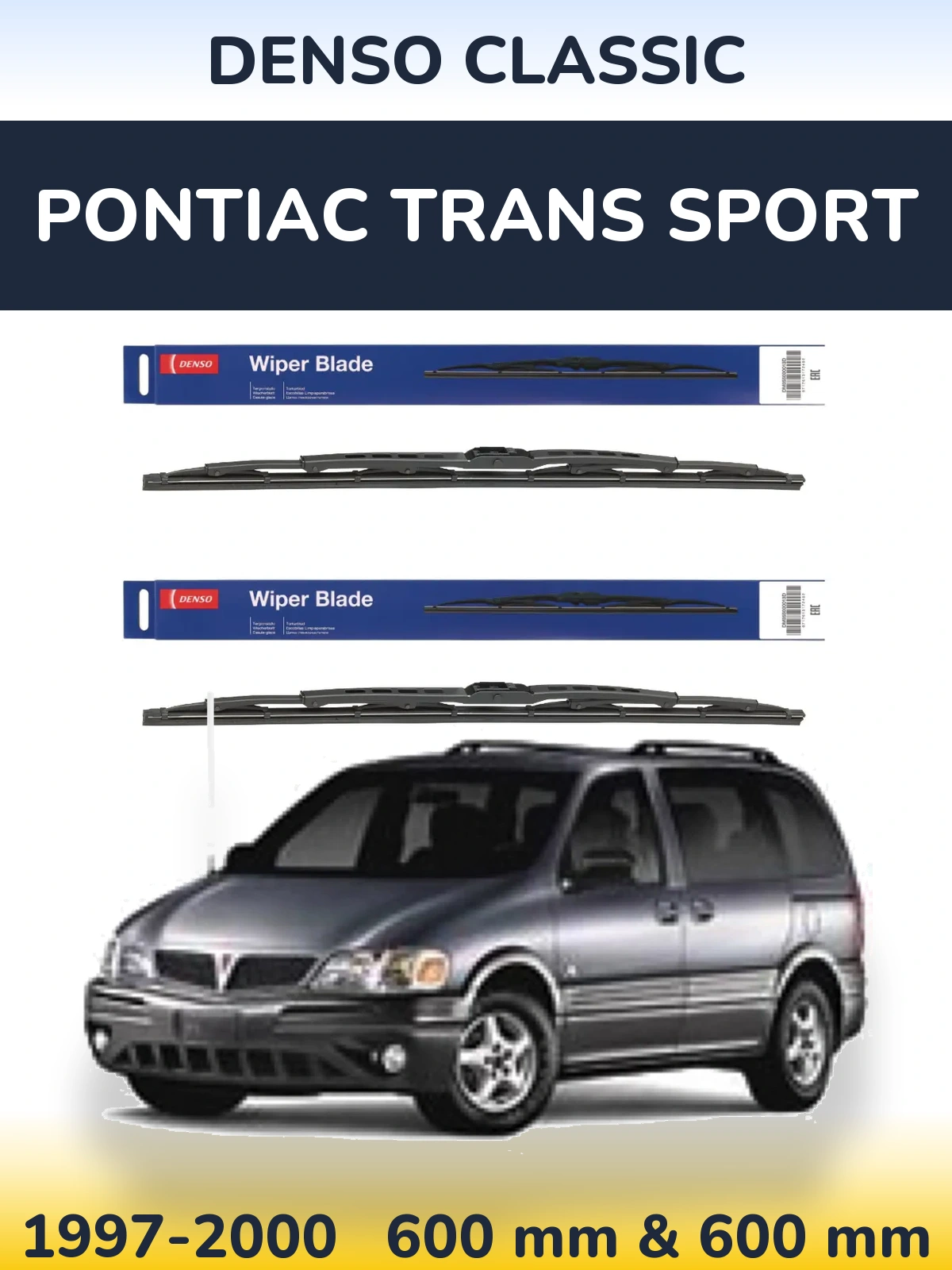 Sada předních stěračů Denso Classic 600 a 600 mm pro Pontiac Trans Sport 1997-2000
