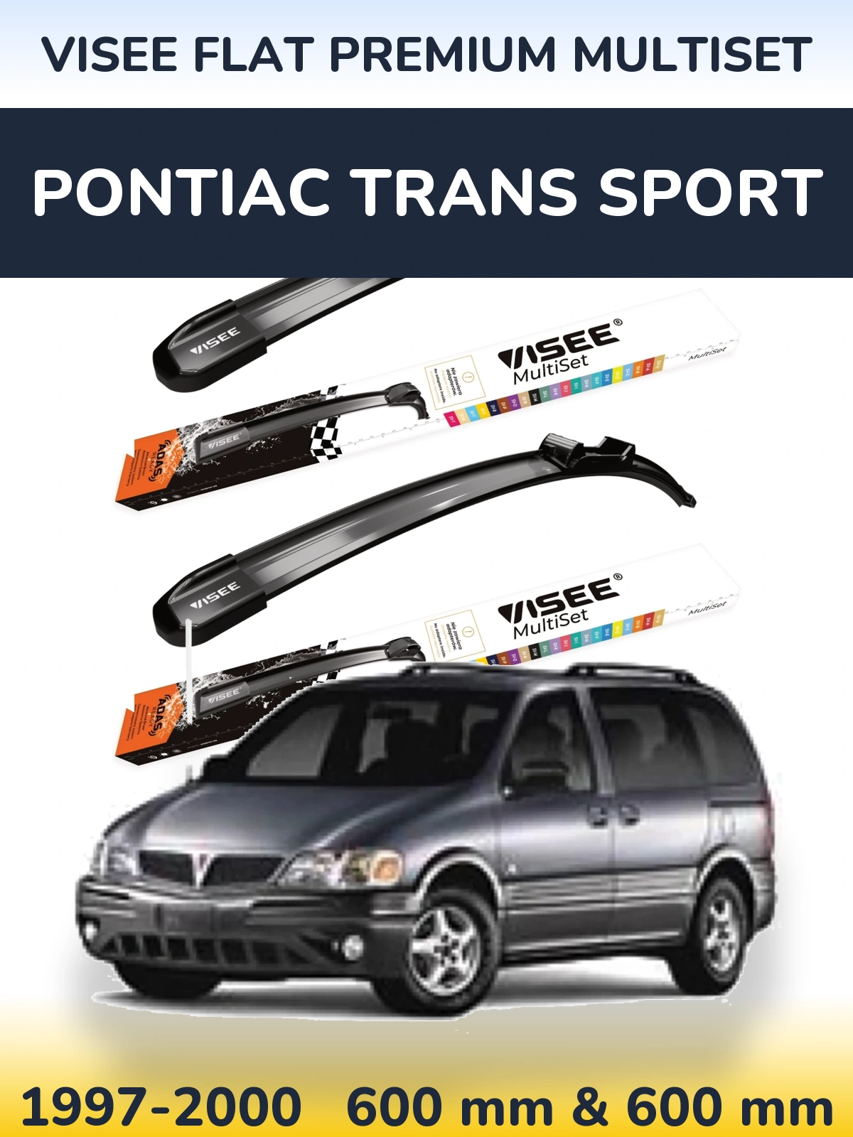Sada předních stěračů VISEE FLAT PREMIUM MultiSet 600 a 600 mm pro Pontiac Trans Sport 1997-2000