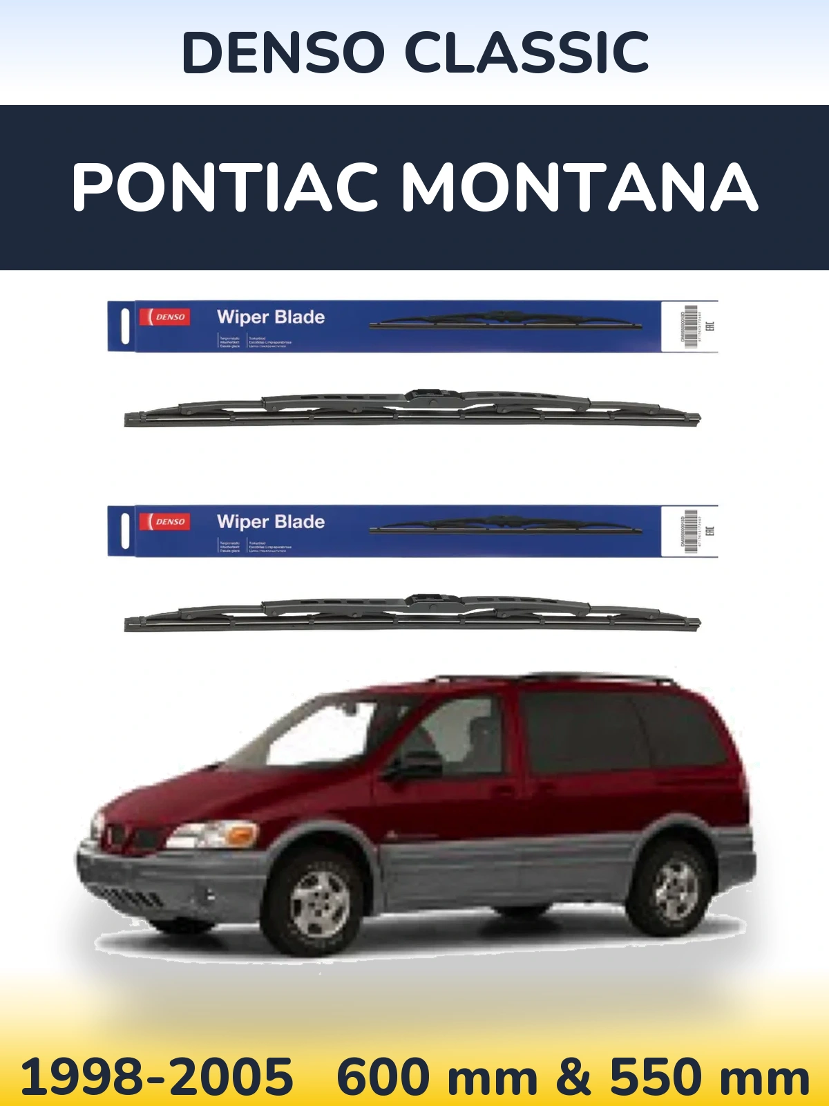 Sada předních stěračů Denso Classic 600 a 550 mm pro Pontiac Montana 1998-2005
