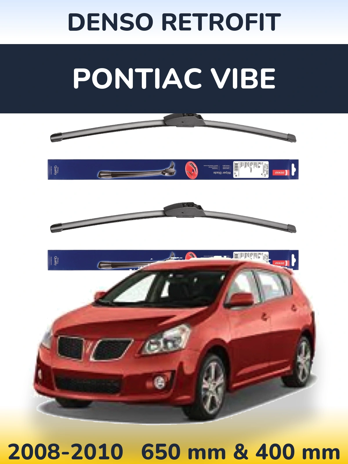 Sada předních stěračů Denso Retrofit 650 a 400 mm pro Pontiac Vibe 2008-2010