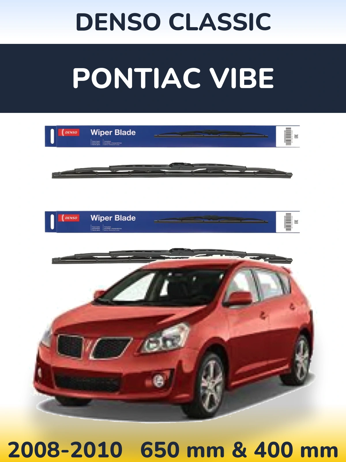Sada předních stěračů Denso Classic 650 a 400 mm pro Pontiac Vibe 2008-2010