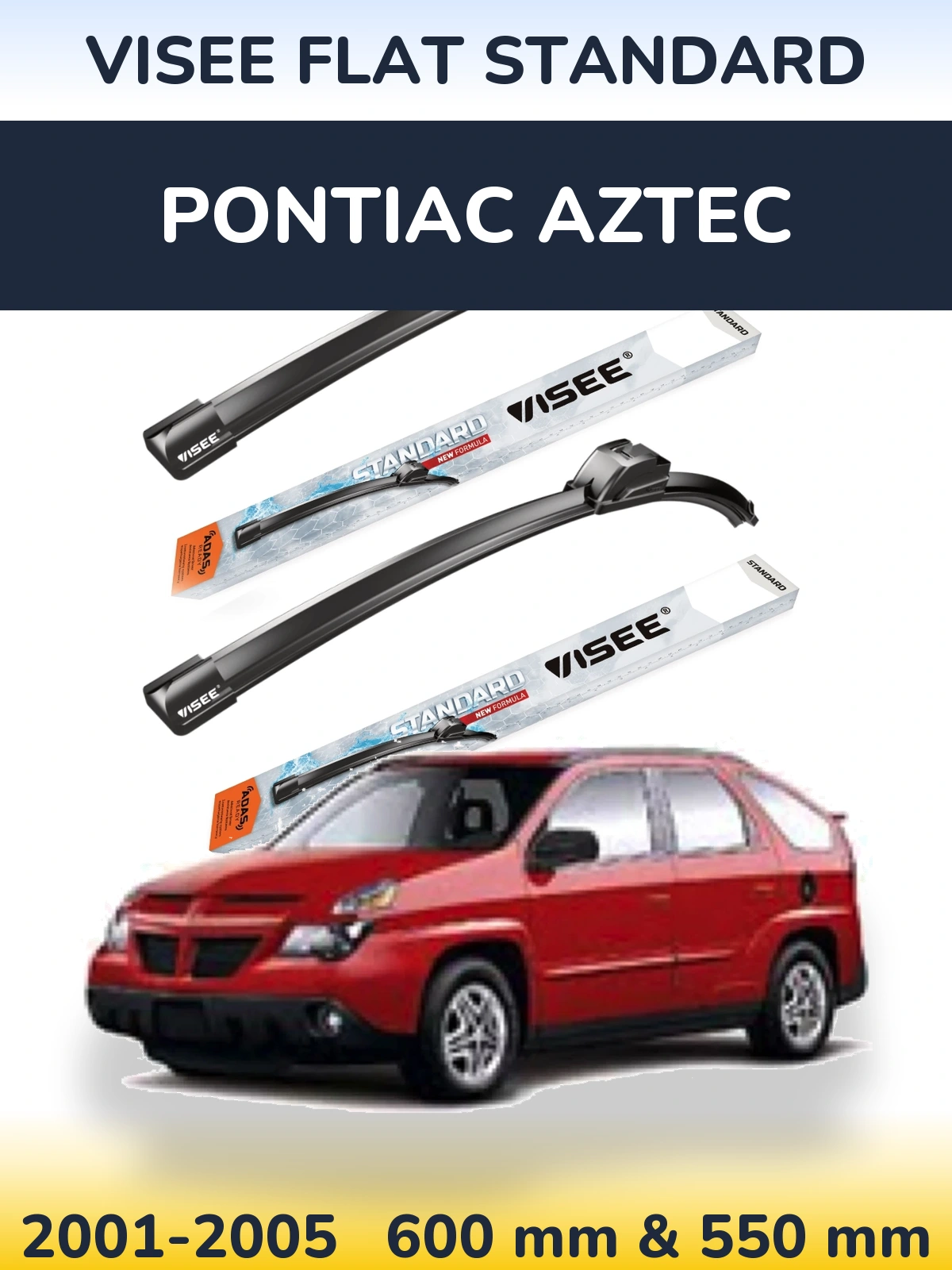 Комплект передніх щіток VISEE FLAT STANDARD 600 & 550 мм для Pontiac Aztec 2001-2005