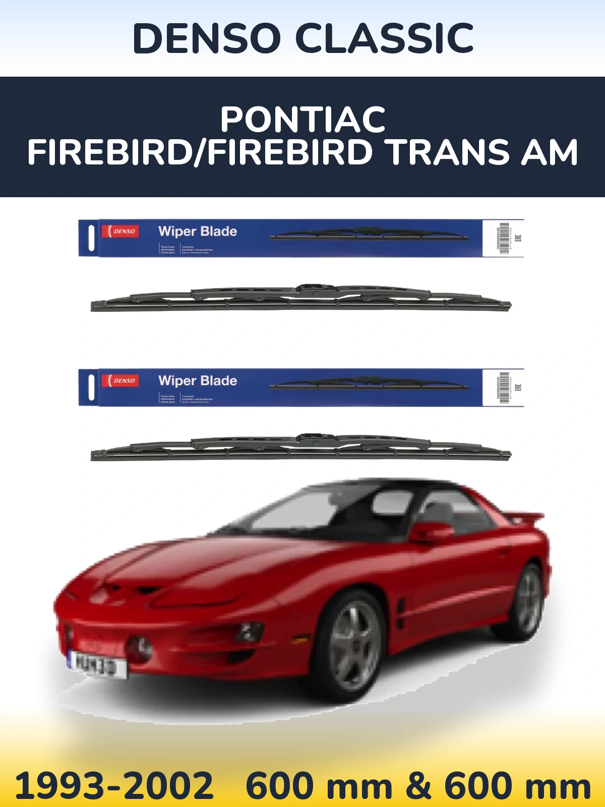 Комплект передніх щіток Denso Classic 600 & 600 мм для Pontiac Firebird/Firebird Trans Am 1993-2002
