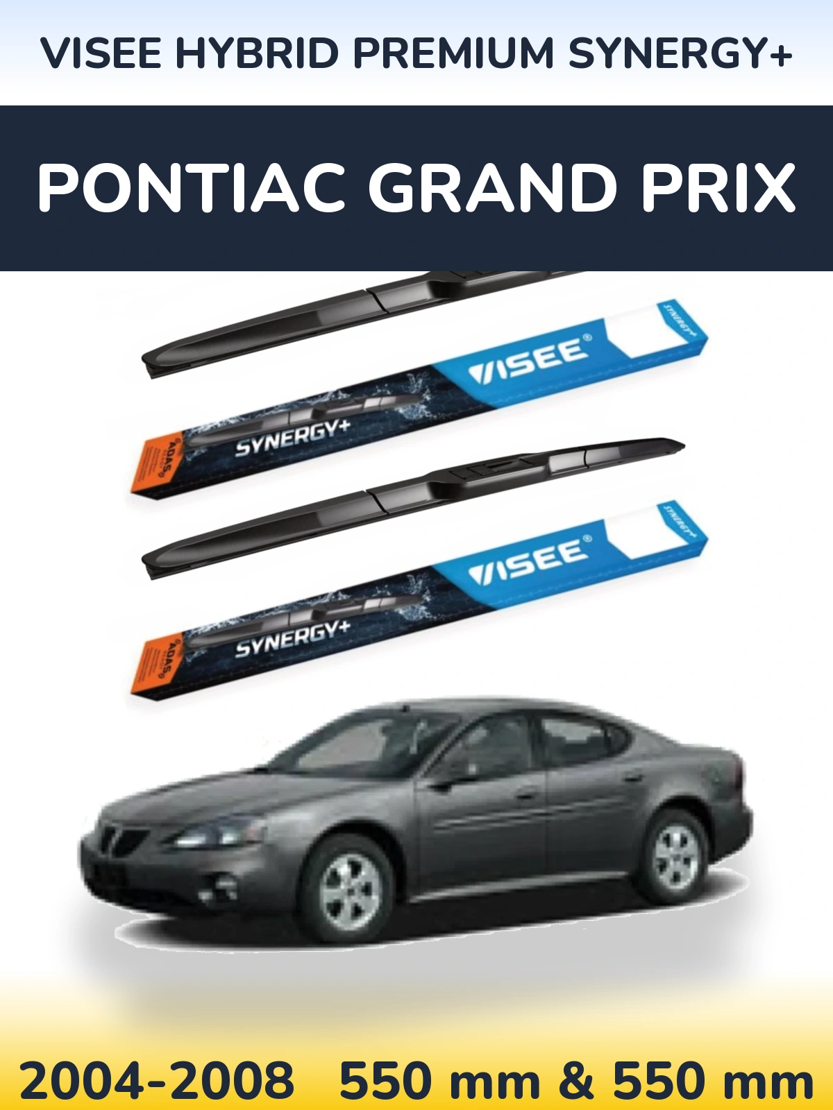 Sada předních stěračů VISEE HYBRID PREMIUM SYNERGY+ 550 a 550 mm pro Pontiac Grand Prix 2004-2008