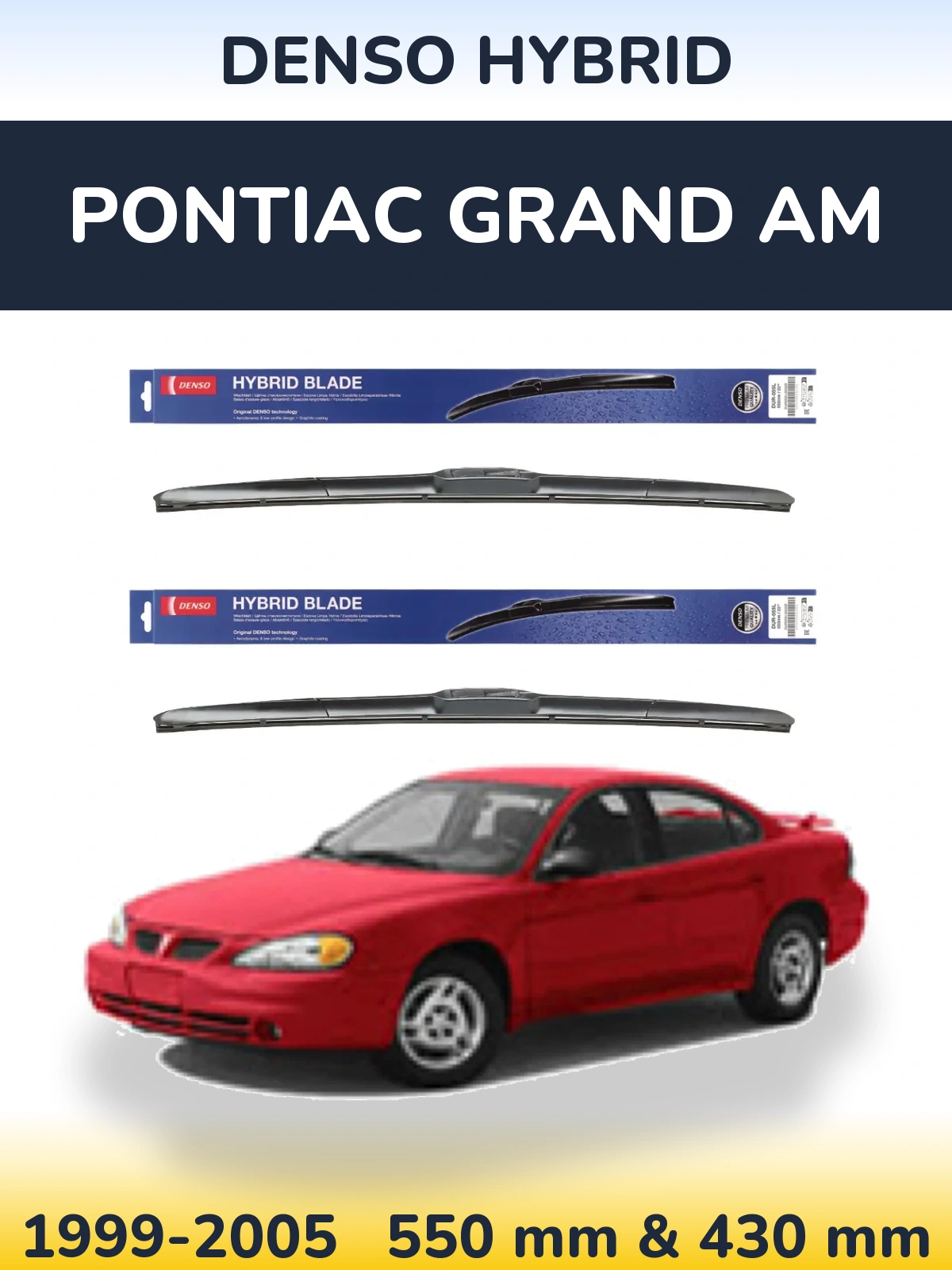 Sada předních stěračů Denso Hybrid 550 a 430 mm pro Pontiac Grand AM 1999-2005