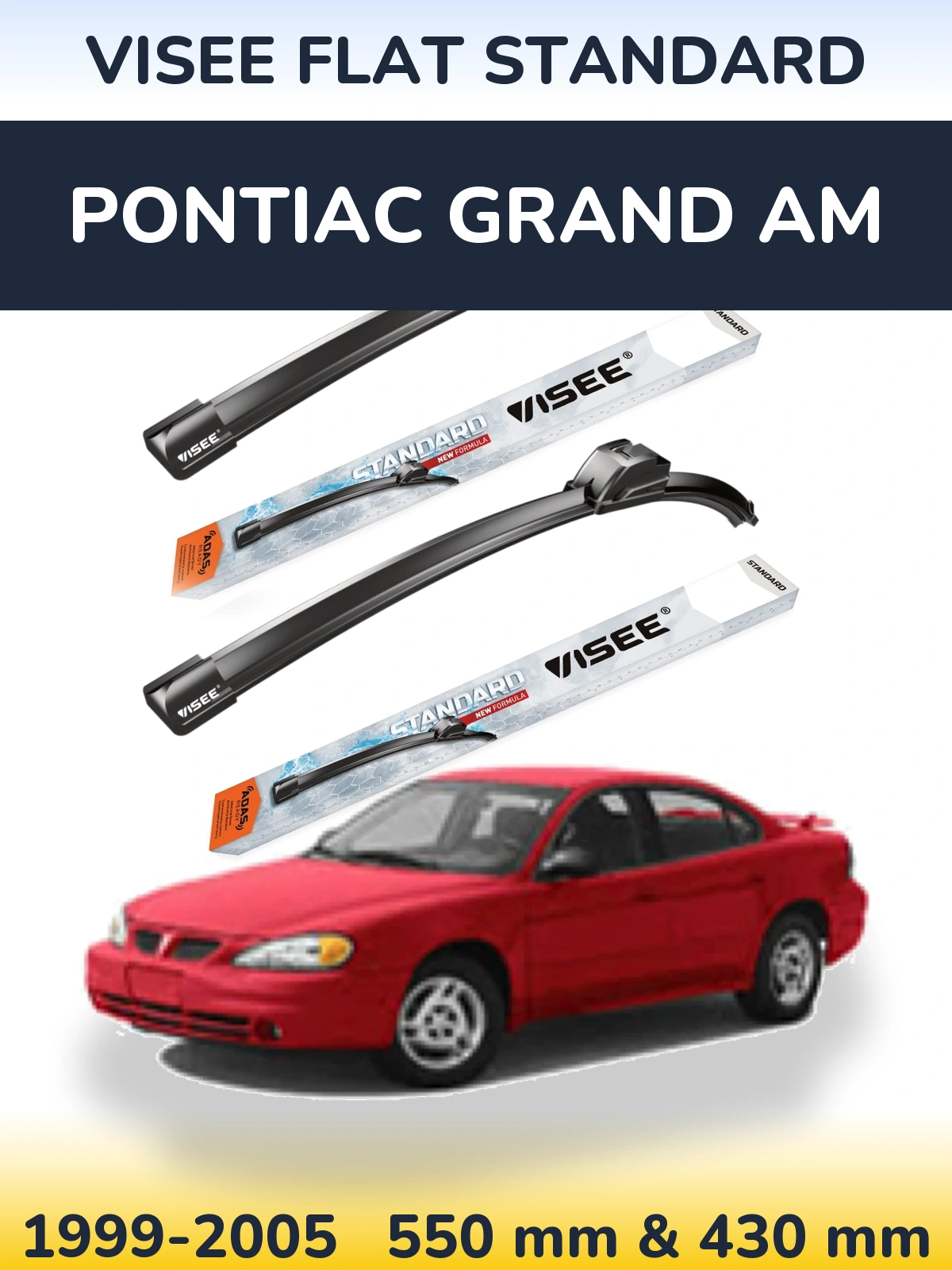 Комплект передніх щіток VISEE FLAT STANDARD 550 & 430 мм для Pontiac Grand AM 1999-2005